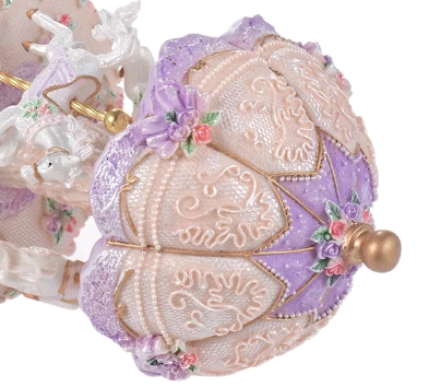 ม้าหมุนกล่องดนตรีวินเทจ สีชมพูม่วง