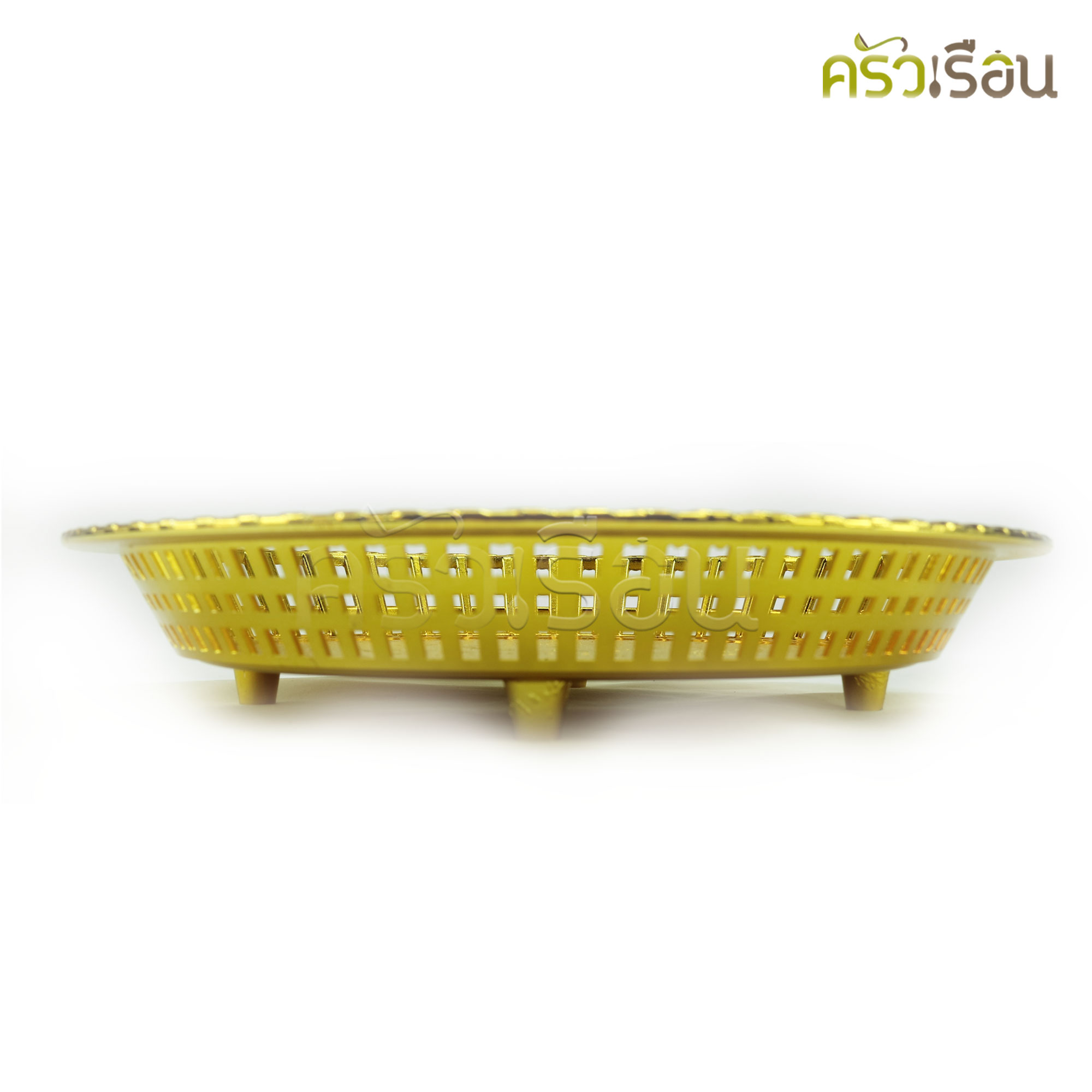 Thai pattern [Price per piece] Rattanakosin tray, plastic, gold color, round tray