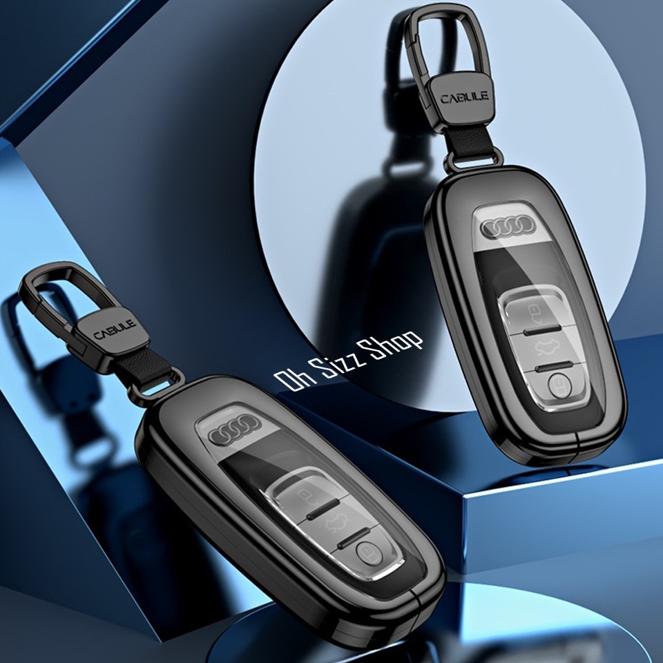 เคสโลหะอัลลอยรีโมทรถ Audi แบบ 2 ชั้น (Double-Layer Metal Aluminum Alloy Key Cover with transparent push button Guard 360) Audi A6L A7 Q8 Key Case 2018 A8L A4 A5 A6 A7 Q5 Q7 Q8 R8 Smart Key