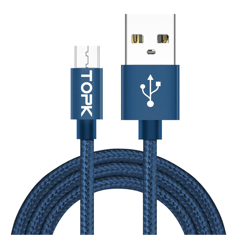 TOPK 4ft Micro USB Durable Nylon Braided Data Sync Charger USB Cable for Samsung Xiaomi Huawei Microusb Android Device