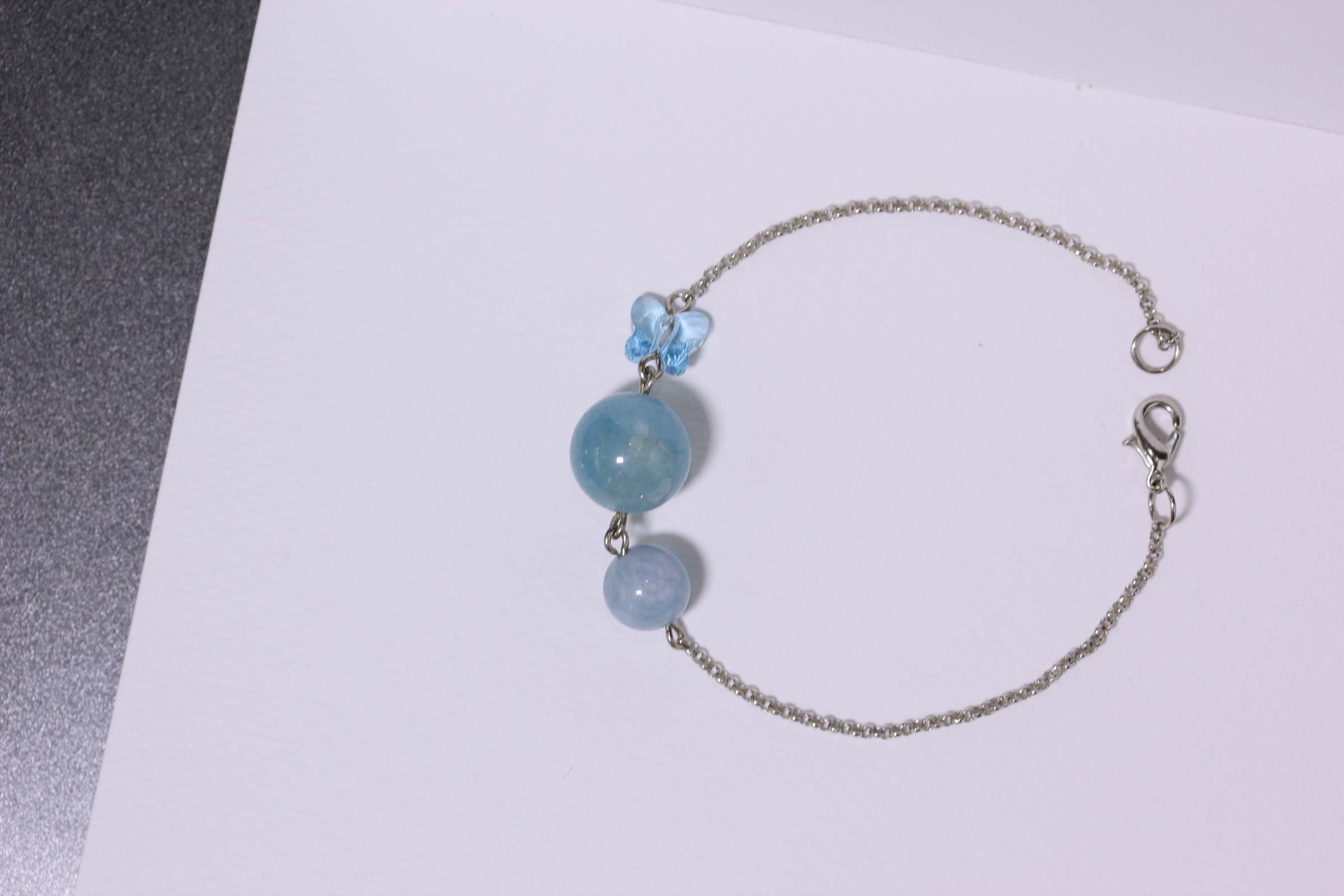 สร้อยข้อมือหินแท้ "Mini" Speak Up Bracelet (Aquamarine) เสริมการพูด ความอดทน ใจเย็น