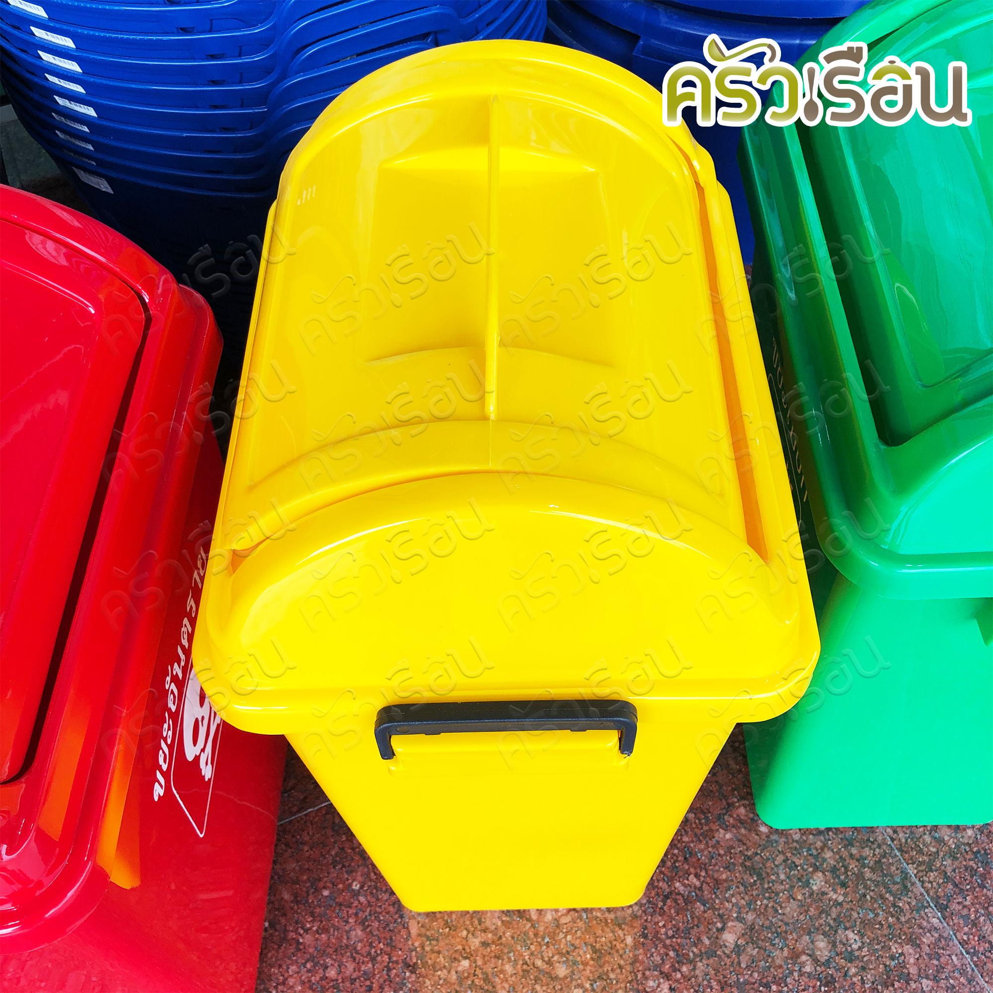 Sahachai ถังผง จัมโบ้ หูล็อค ความจุ 30 ลิตร 27.5 x 36 x 61.5 ซม. [ราคาต่อใบพร้อมฝา] No.1001 ถังขยะ ฝาสวิง ถังแยกขยะ