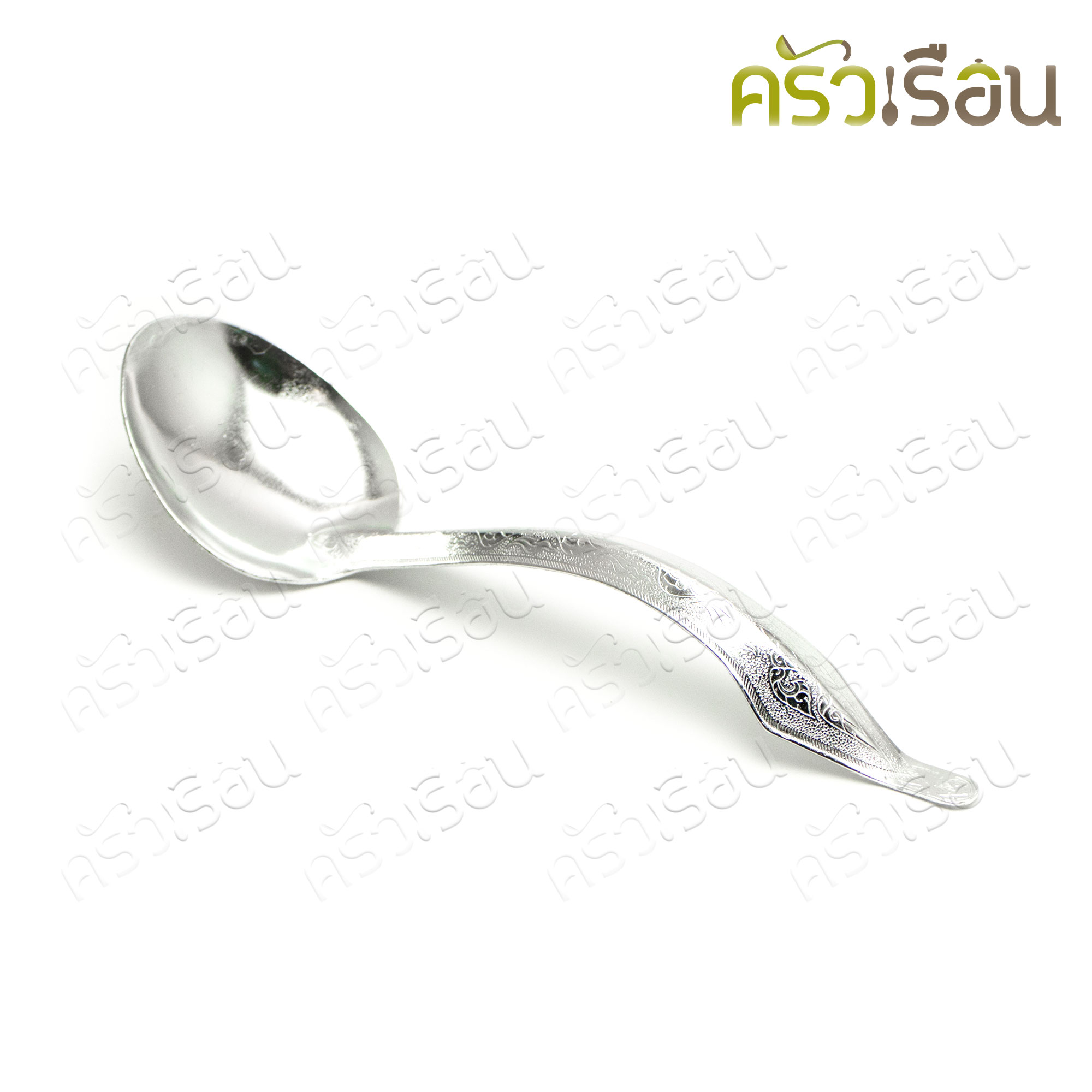 โถข้าว อลูมิเนียม ลายไทย 20 ซม. แถม ทัพพี ลายไทย - สีเงิน