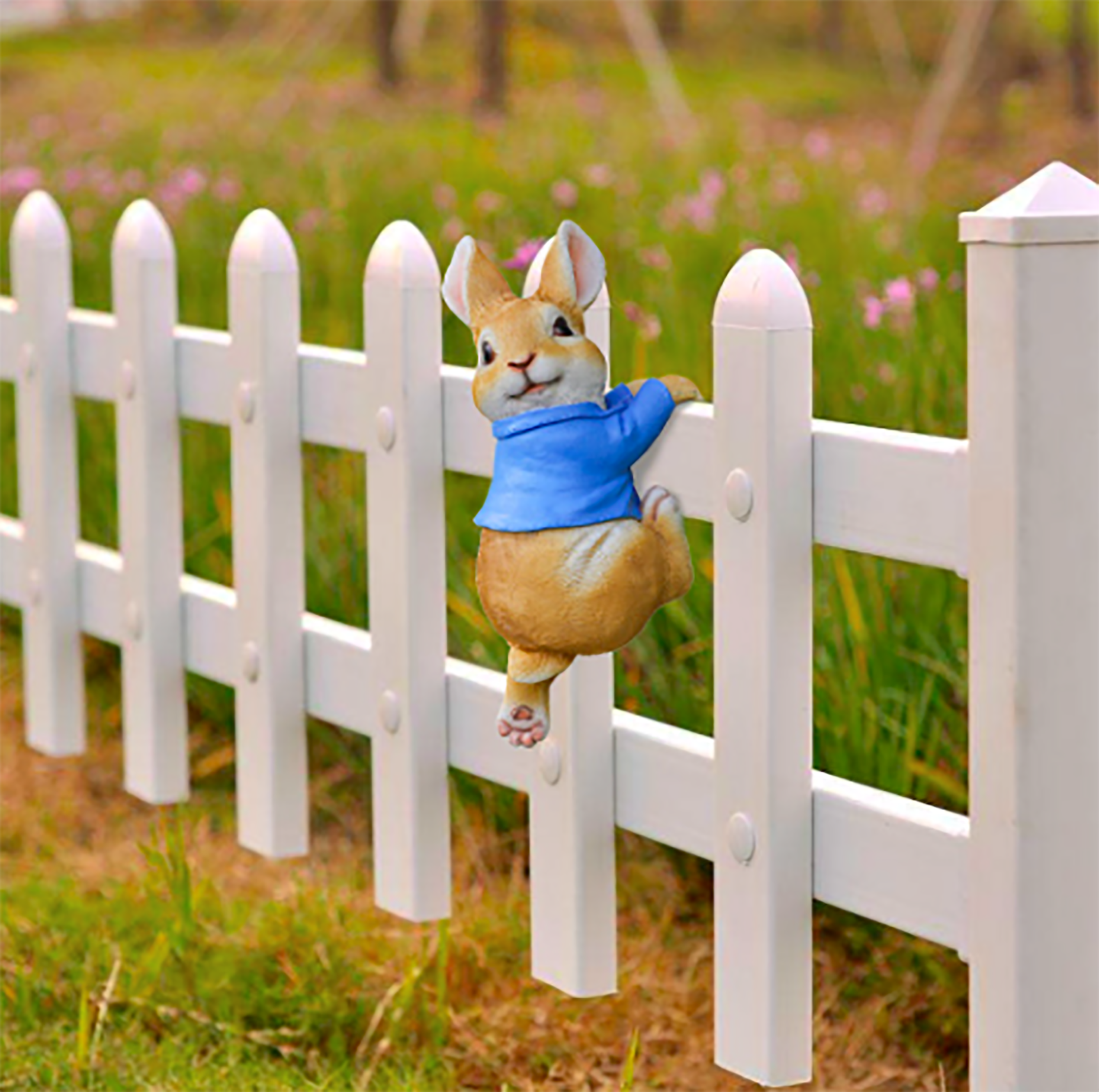 ตุ๊กตากระต่ายน้อยแต่งสวน สีฟ้า