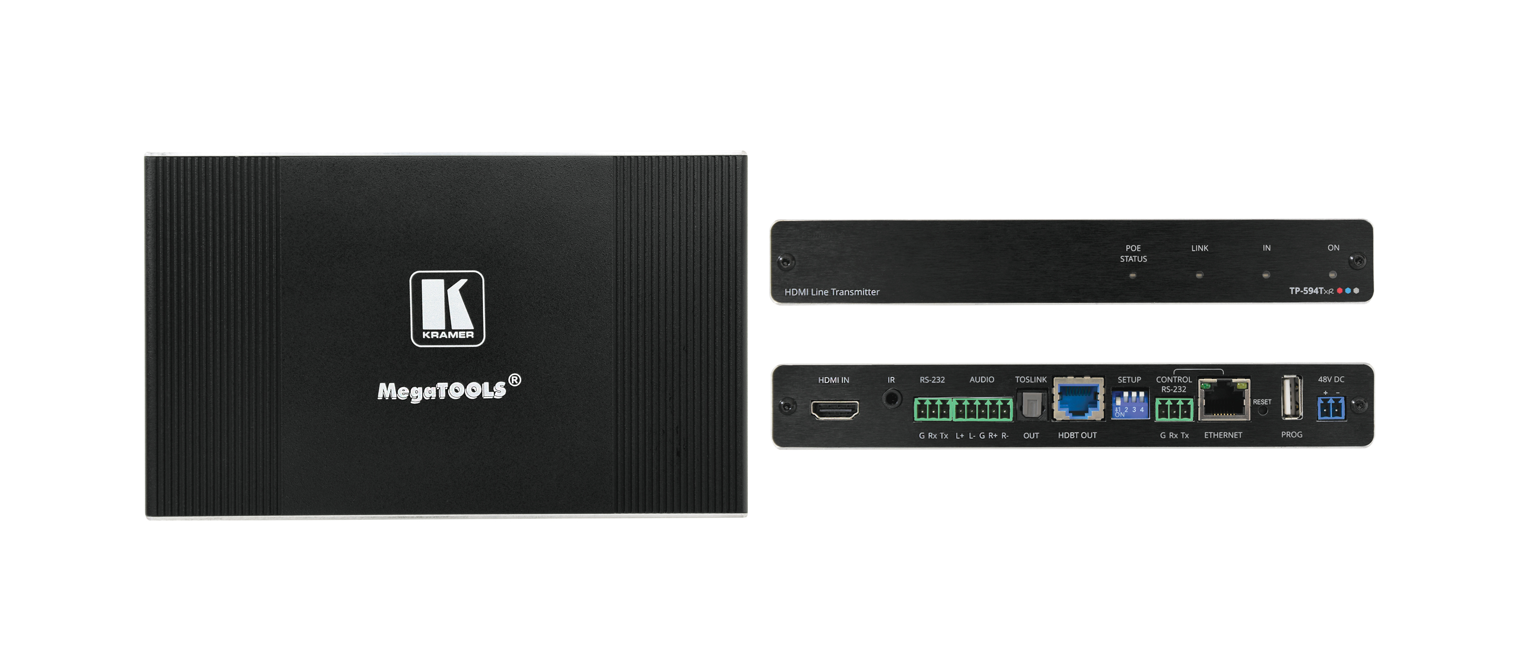 Kramer TP-594Txr 4K HDR HDMI Transmitter with Ethernet, RS–232, IR, ARC & Stereo Audio Routing over PoE Extended–Reach HDBaseT 2.0