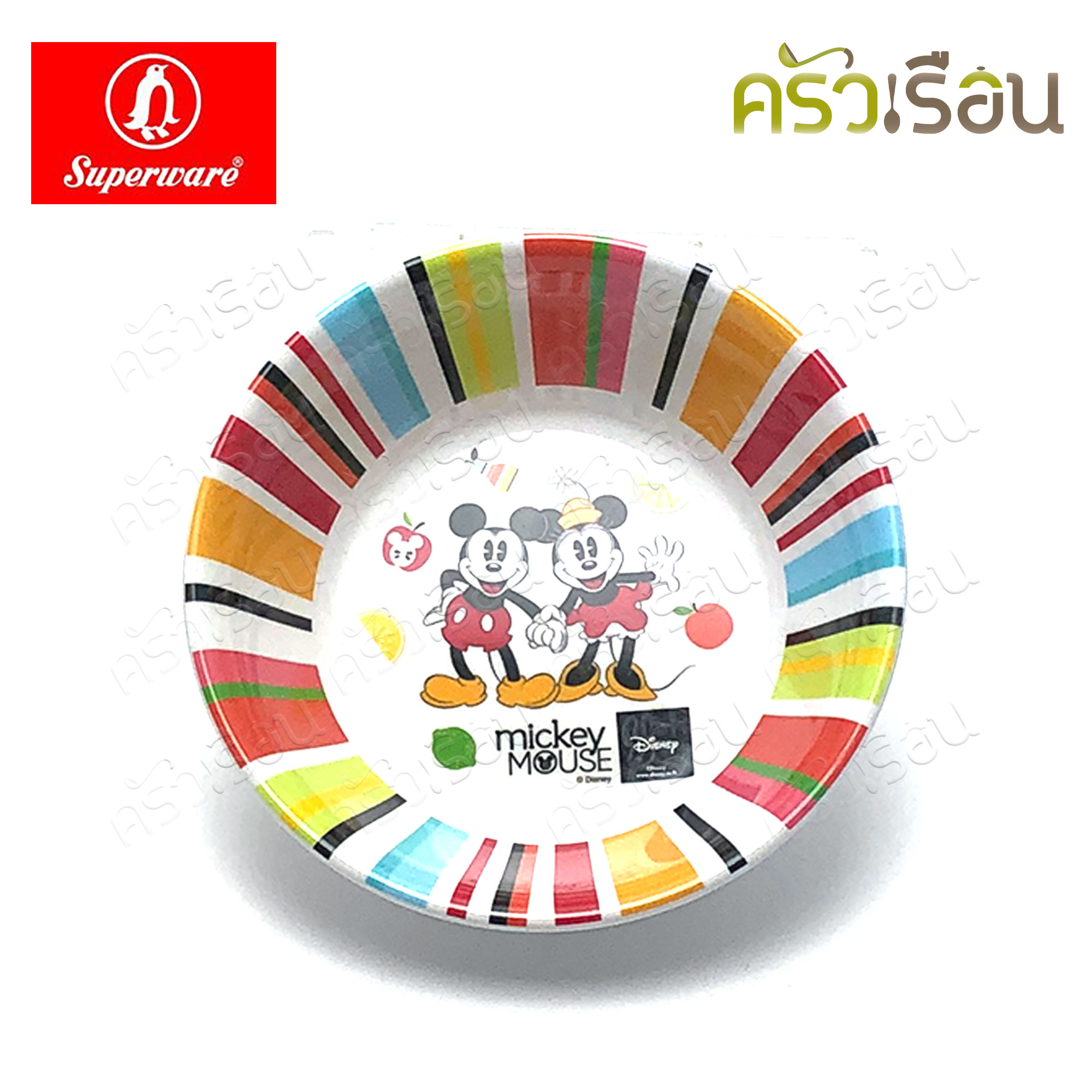 Superware ลาย Mickey Summer Fun มิกกี้ ซัมเมอร์ฟัน [ ราคาต่อชิ้น ] จาน หรือ ชาม หรือ ช้อนส้อม หรือ แก้วน้ำ เมลามีน