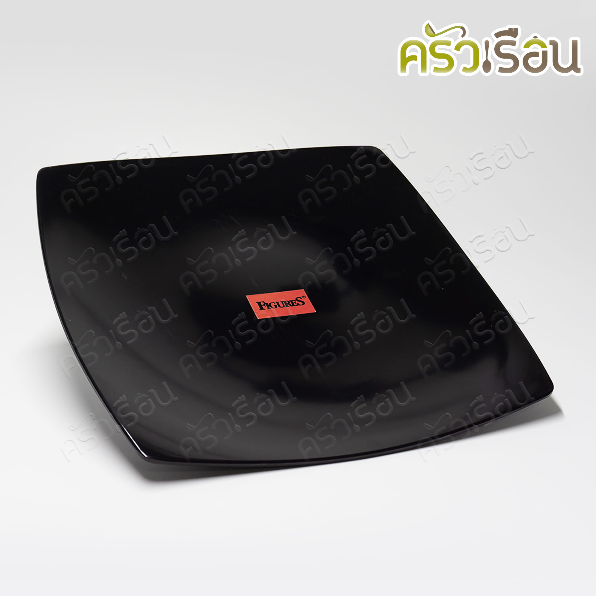 FIGURES จานเหลี่ยม เมลามีน 10 นิ้ว [ 26 x 26 x 3 ซม.] สีดำ หรือ สีครีมขาว P990-10 จานข้าว จานเหลี่ยม จาน สี่เหลี่ยม