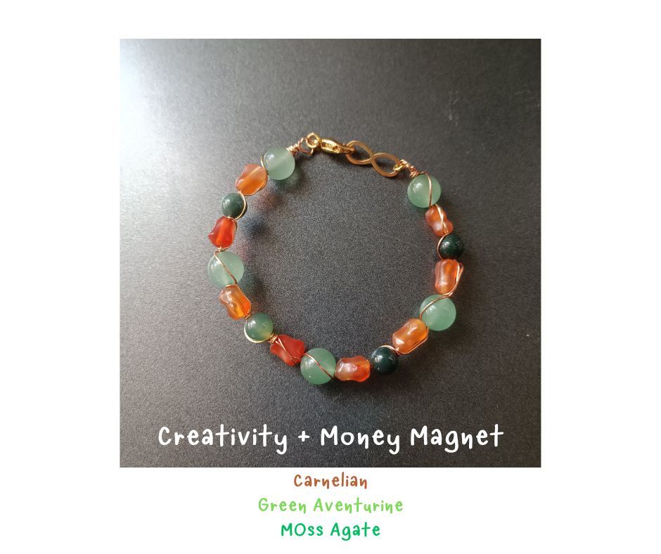 สร้อยข้อมือหินแท้ "Twisted" Green Aventurine + Carnelian Bracelet (ปลุกไฟจินตนาการ ความสร้างสรรค์ เปิดดวงรับโชค)