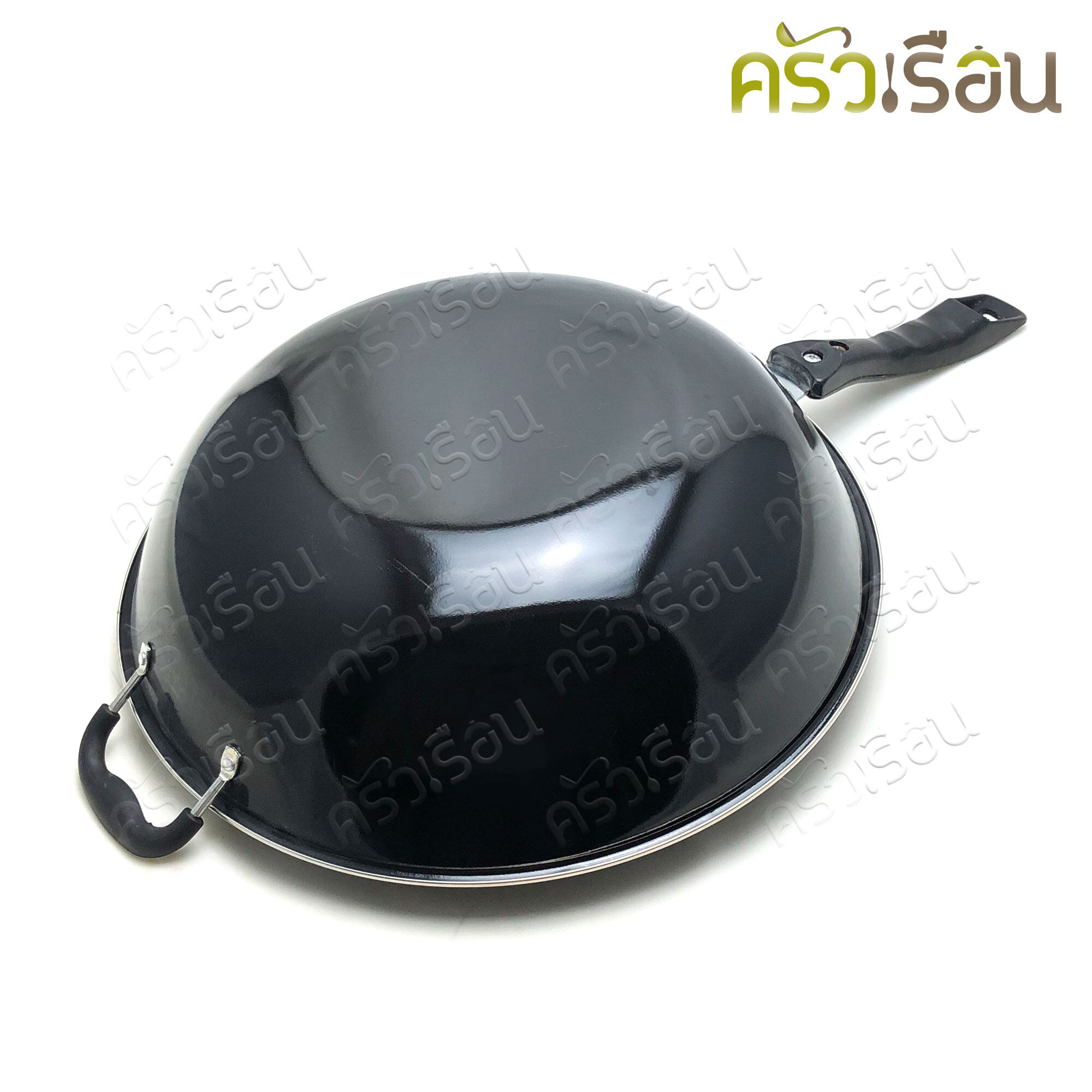 กระทะเหล็ก เคลือบดำ ราคาต่อใบ กระทะด้าม กระทะ กระทะเคลือบ กระทะจีน กระทะก้นลึก