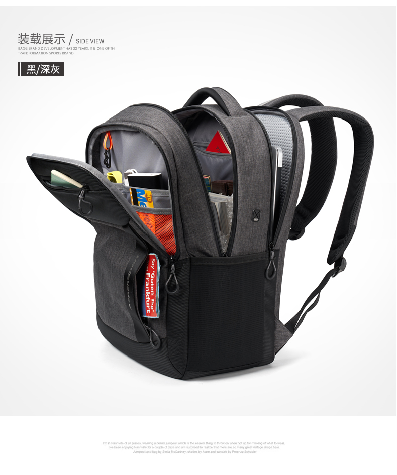AspenSport Backpack Laptop กระเป๋าสะพายหลัง กระเป๋าโน๊ตบุ๊ค 14-16 นิ้ว กระเป๋าเดินทาง รุ่น AS-B80 ขนาด สีเทา-ดำ