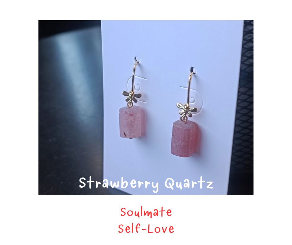 ต่างหูหินแท้ "14K" Strawberry Quartz Earring (Love Vibe ดึงดูดรักแท้ เสริมคลื่นความรัก ความสัมพันธ์)