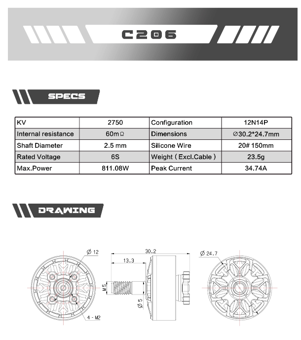 [20-2] 4ลูก Axisflying C206 2006 Fpv Brushless Motor For 3.5inch Cinewhoop And Cinematic อุปกรณ์โดรน Drone