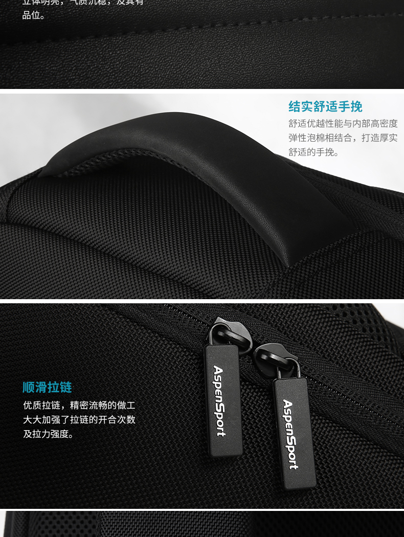 AspenSport Backpack Laptop กระเป๋าสะพายหลัง กระเป๋าโน๊ตบุ๊ค 14-16 นิ้ว กระเป๋าเดินทาง รุ่น AS-B71 ขนาด สีดำ