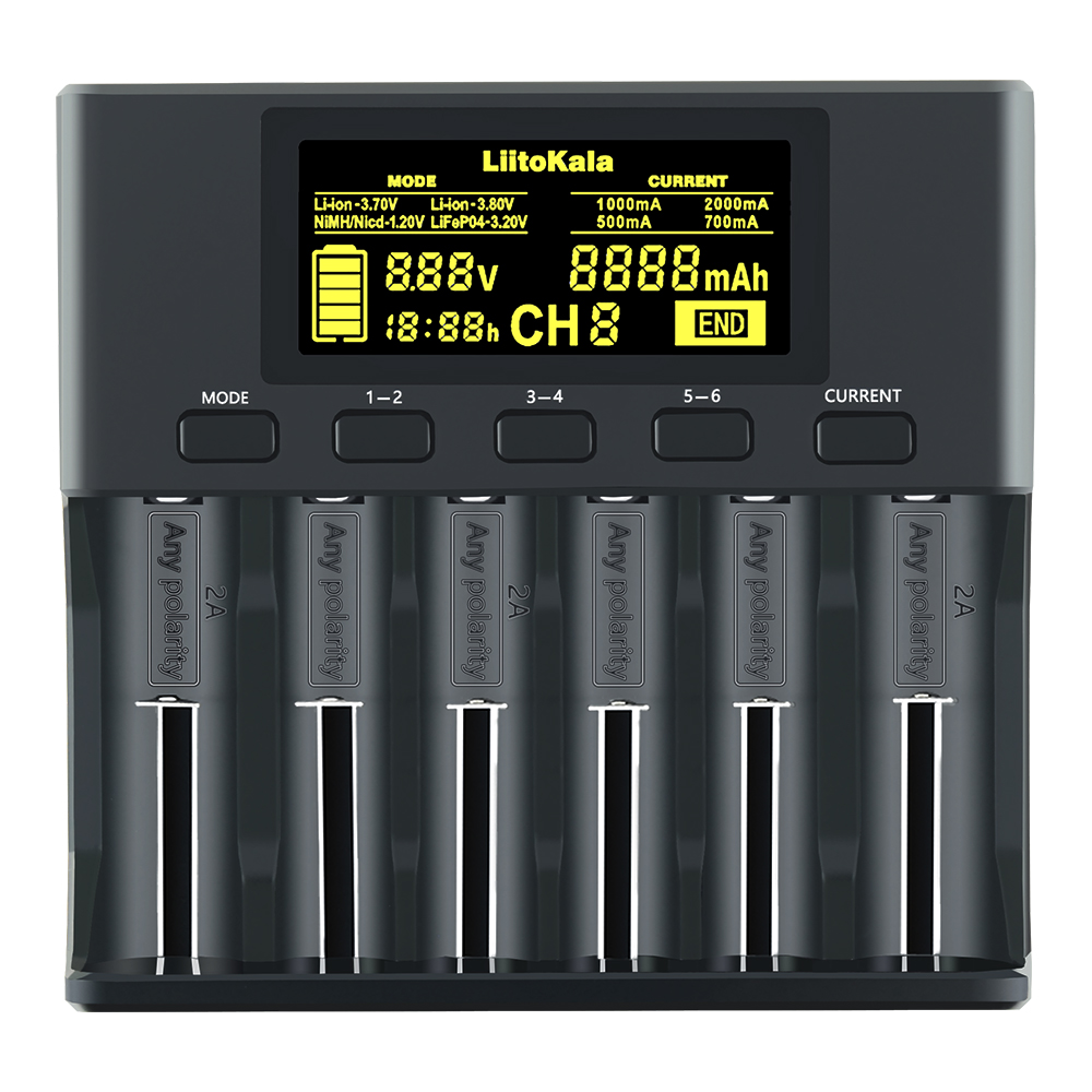 เครื่องชาร์จ LiitoKala Lii-S6 Lii S6 LiiS6 เครื่องชาร์จถ่าน Li-ion 18650 18350 16340 14500 26650 Ni-MH Ni-Cd AA AAA