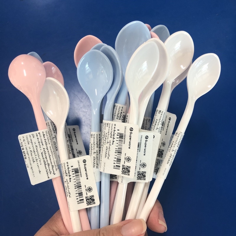 Superware ช้อนโซดา เล็ก 19 x 2.5 ซม. คละสีเลือกสีไม่ได้ SP60 ราคาต่อชิ้น