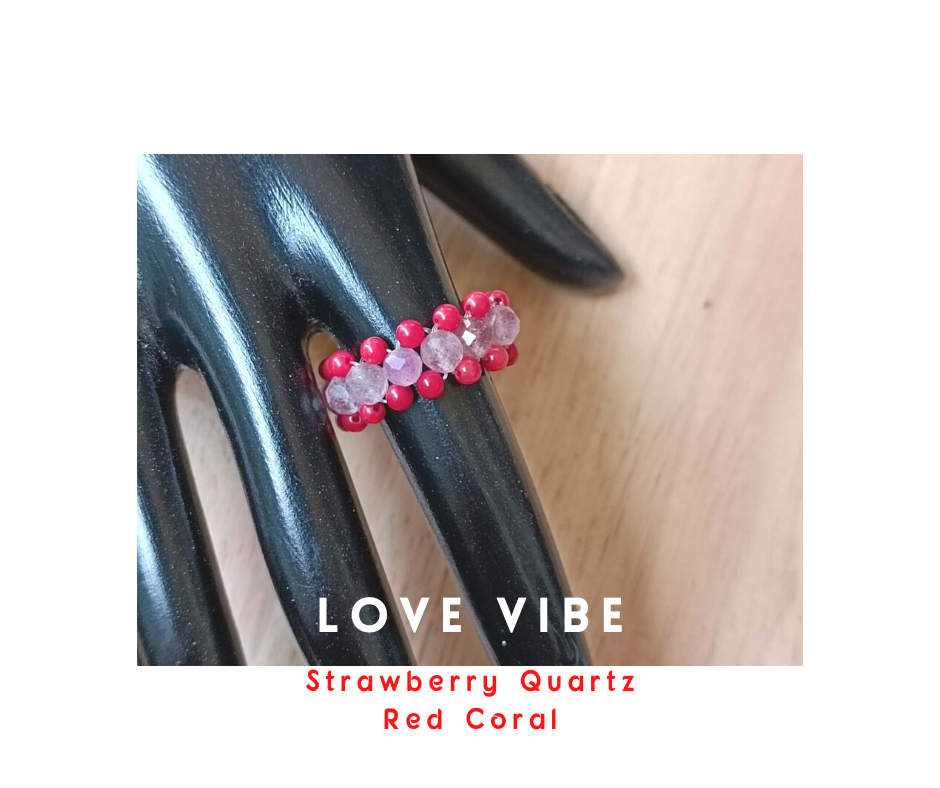 "MeMe" Ring Collection แหวนถักหินแท้ Love Vibe (Strawberry Quartz) เสริมพลังงานความรัก