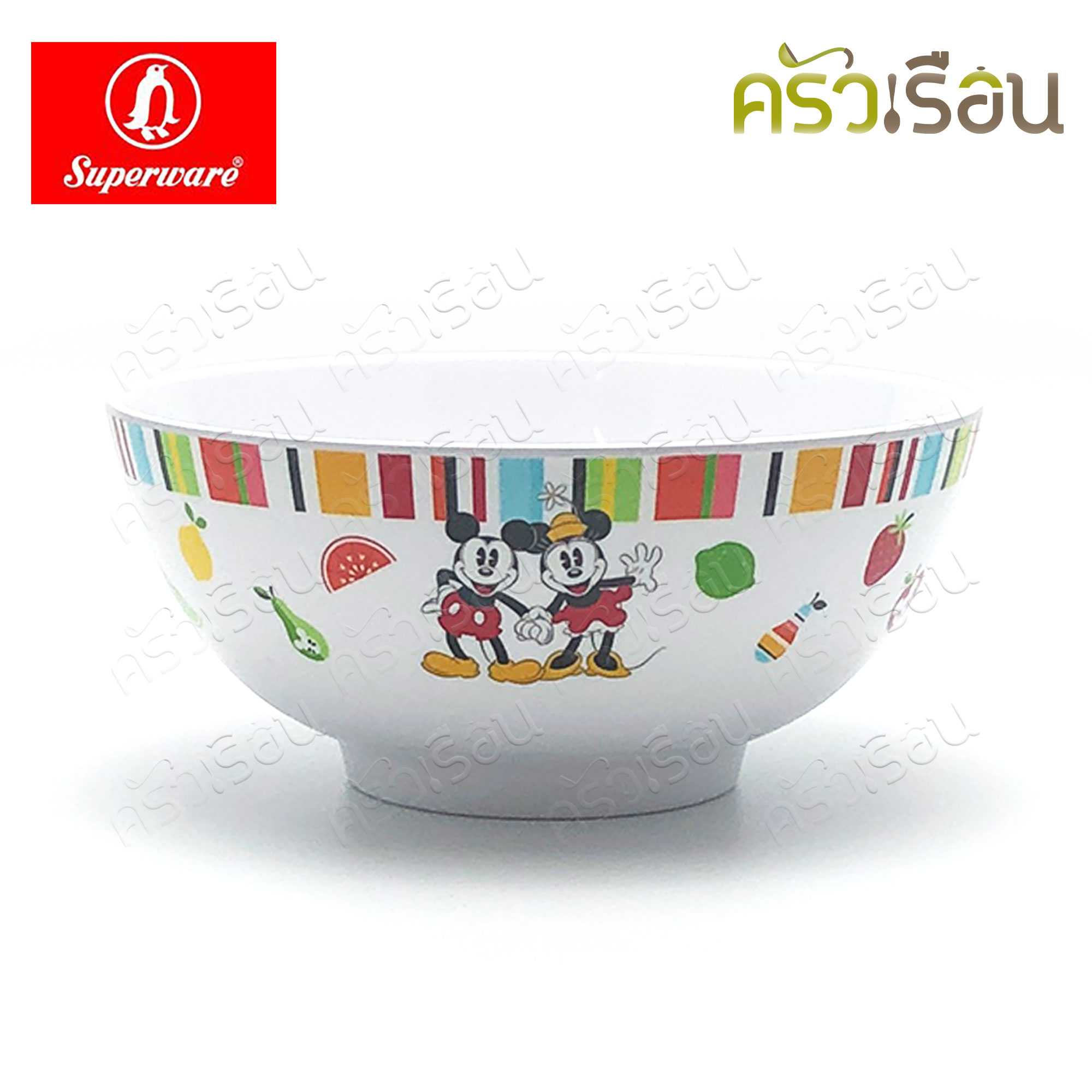 Superware ลาย Mickey Summer Fun มิกกี้ ซัมเมอร์ฟัน [ ราคาต่อชิ้น ] จาน หรือ ชาม หรือ ช้อนส้อม หรือ แก้วน้ำ เมลามีน