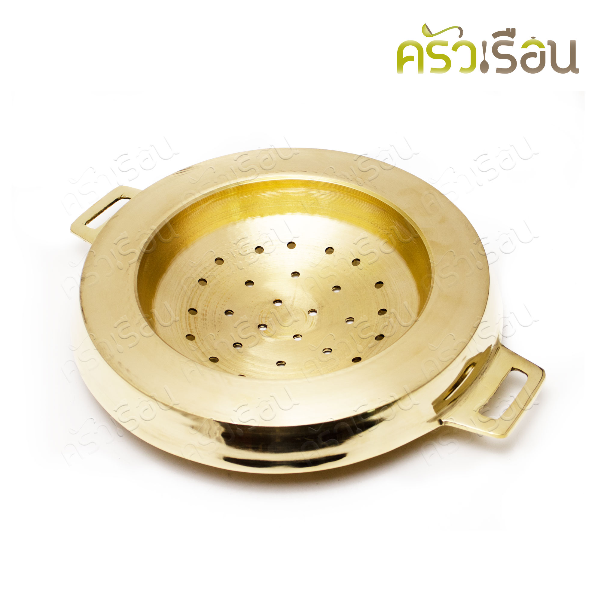 BRASS กระทะย่าง มีรู ทองเหลืองแท้ เบอร์ 16 28 x 35 x 6.5 ซม. กะทะปิ้งย่าง กะทะหมูกะทะ