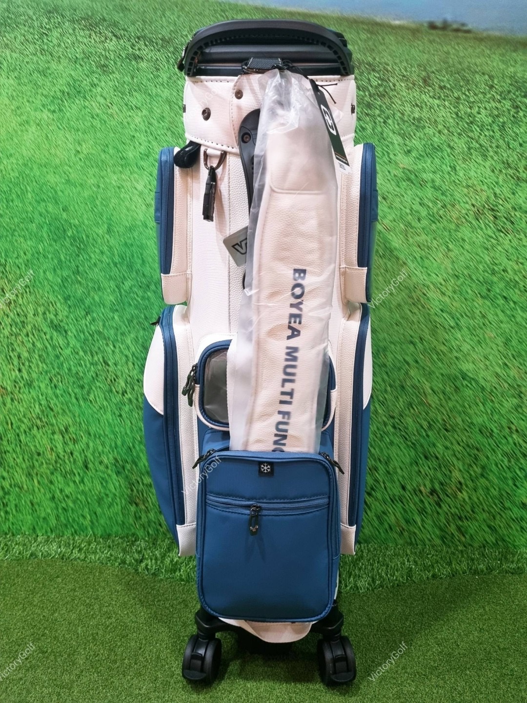 (Genuine) Golf Bag Travel BOYEA One (New version) 4 wheels สีน้ำเงิน-ขาว *Free Cover Protector