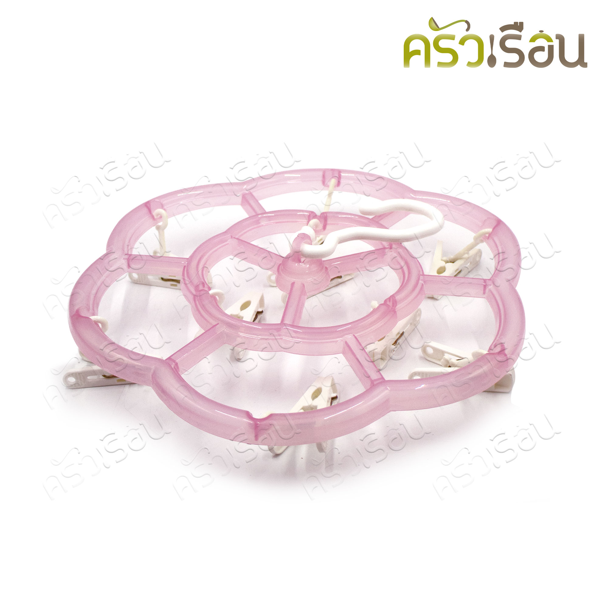 JCJ [สินค้าสต็อก คละสี] ห่วงตากผ้า พลาสติก กลม 1368 ขนาด 24.5 x 29.8 x 32 ซม.