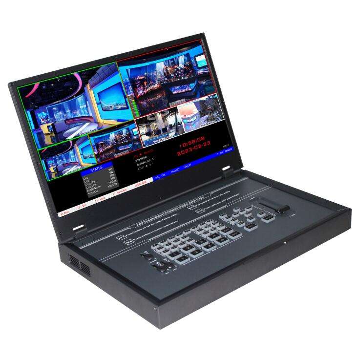 DeviceWell HDS9335: เครื่องสลับสัญญาณวิดีโอ Full HD 5 ช่อง แบบ All-in-One พร้อมจอภาพ 15.6 นิ้ว, บันทึก, สตรีมมิ่ง และ T-Bar สำหรับงานโปรดักชั่นสตูดิโอ