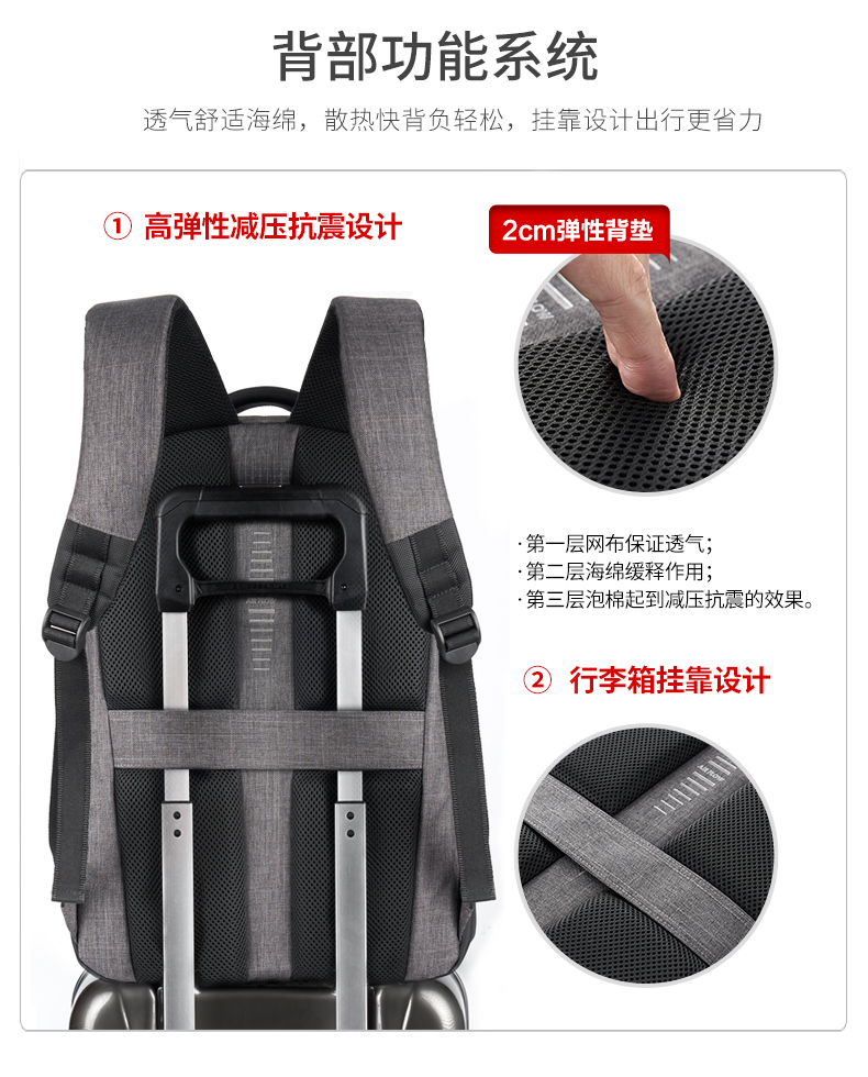 AspenSport Backpack Laptop กระเป๋าสะพายหลัง กระเป๋าโน๊ตบุ๊ค 14-16 นิ้ว กระเป๋าเดินทาง รุ่น AS-B80 ขนาด สีเทา-ดำ