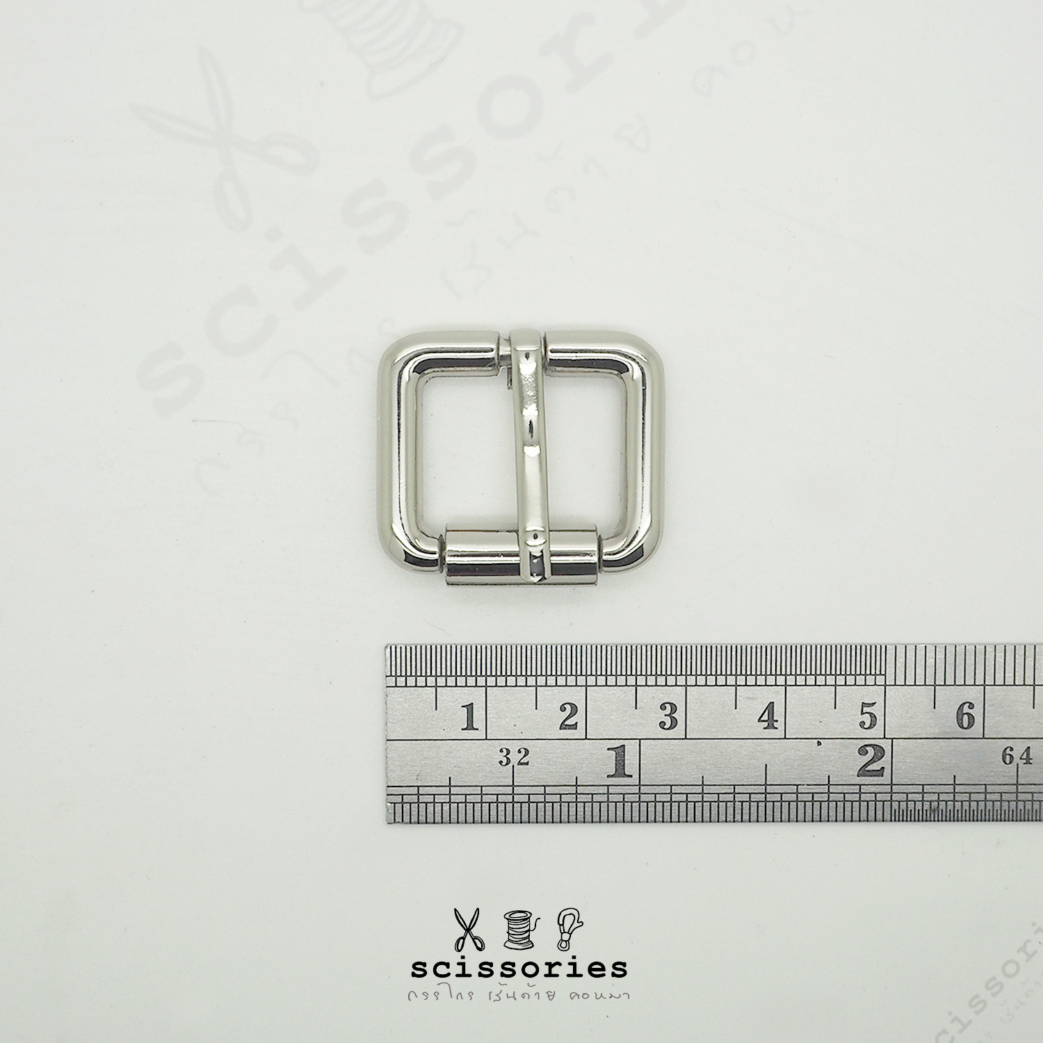 เข็มขัด ลูกกลิ้ง 2cm สีเงิน/2ตัว