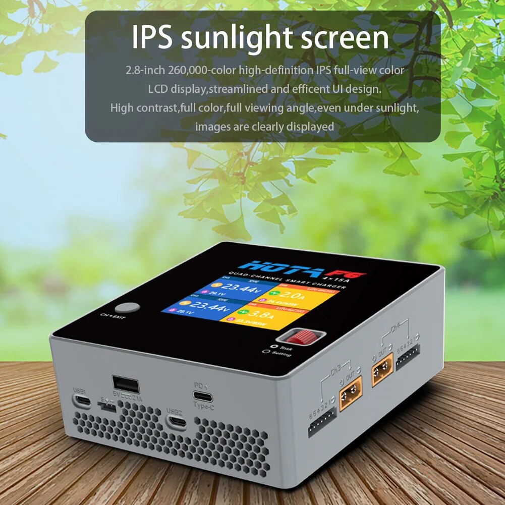 F6 Hota 1000W 250Wx4 15Ax4 Lipo LiIon NiMH LiPo แบตเตอรี่ USB-A Type-C สำหรับโดรน แล็ปท็อป แท็บเล็ต อุปกรณ์โดรน Drone