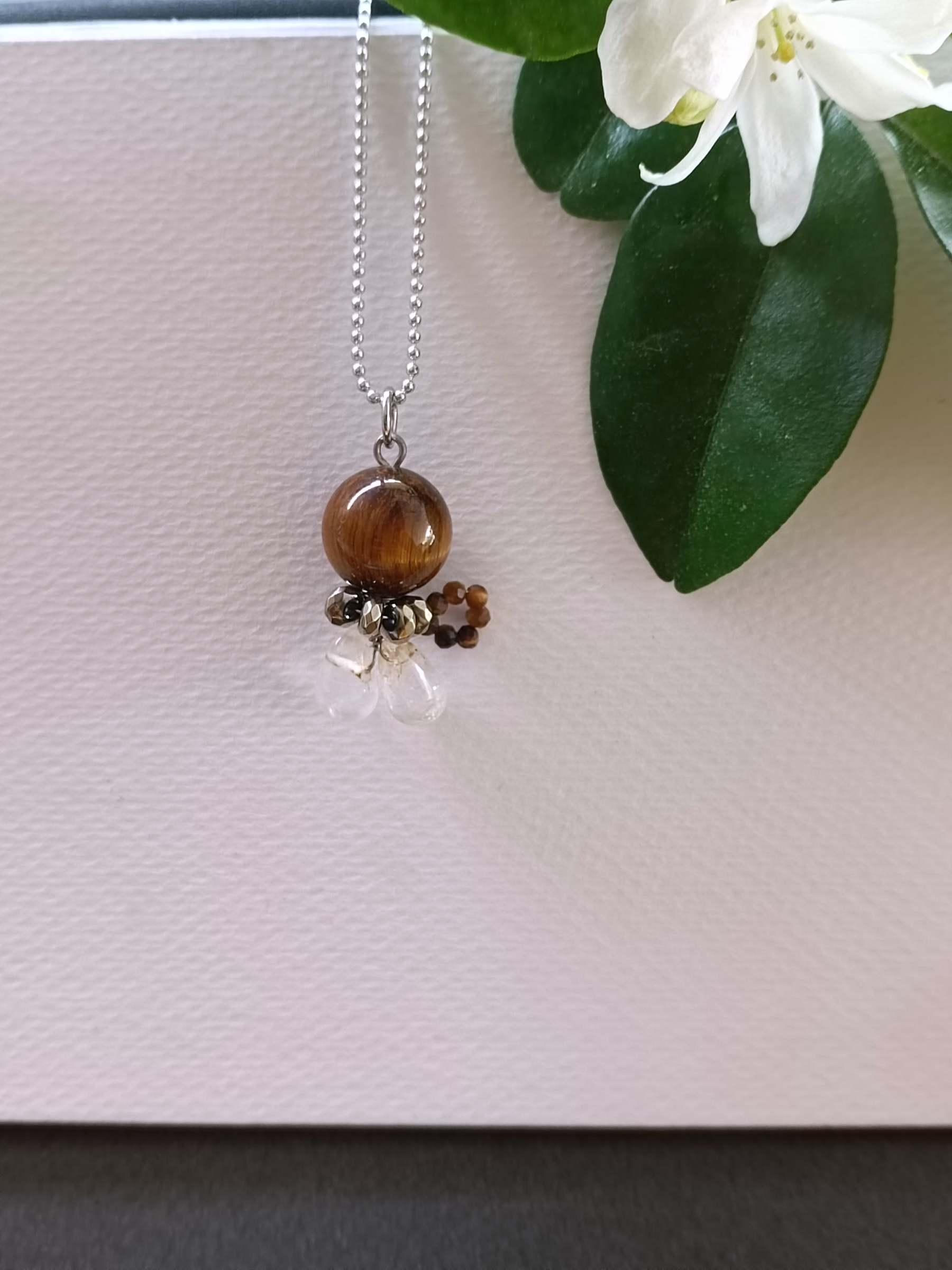 สร้อยคอหินแท้ "Tiger's Eye" หินตาเสือ (ดึงดูดโชคลาภ ปกป้อง คุ้มครอง)