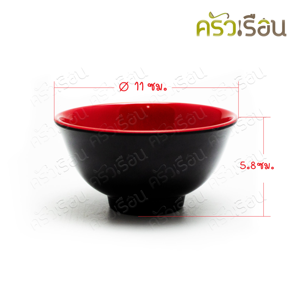 SB ชาม ทรงญี่ปุ่น ขาสูง สีดำ-แดง 4.5 นิ้ว 11 x 5.8 ซม. B127-4.5 ถ้วยน้ำจิ้ม ถ้วยซุป ชามข้าว
