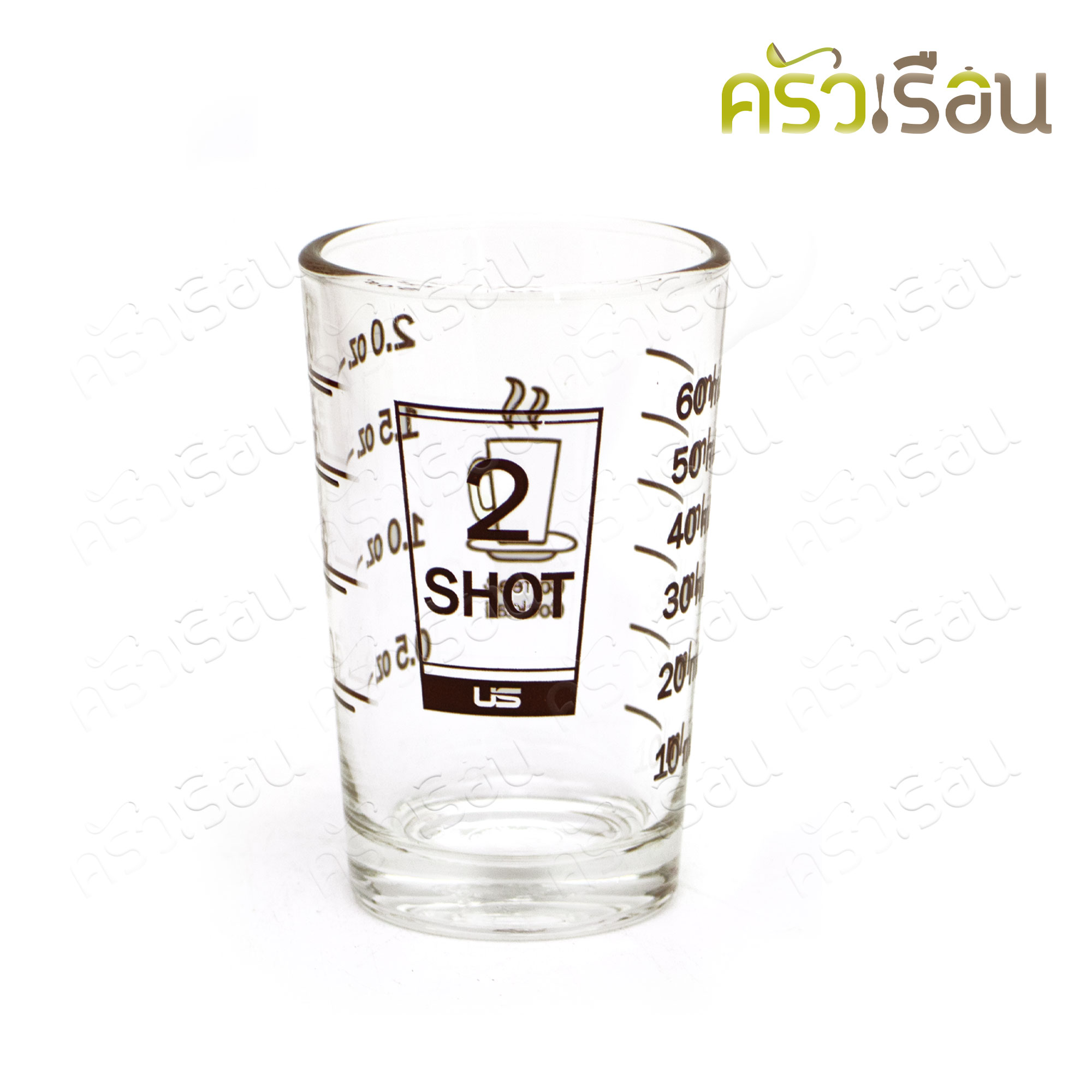 [ ยกโหล 2 shot ] US แก้วตวง มีสเกล สีน้ำตาลเข้ม [ ยกโหล = 12 ใบ ] Two Shot แก้วชอต 2 shot / 60 ml. TD 5 x H 7.7 cm.