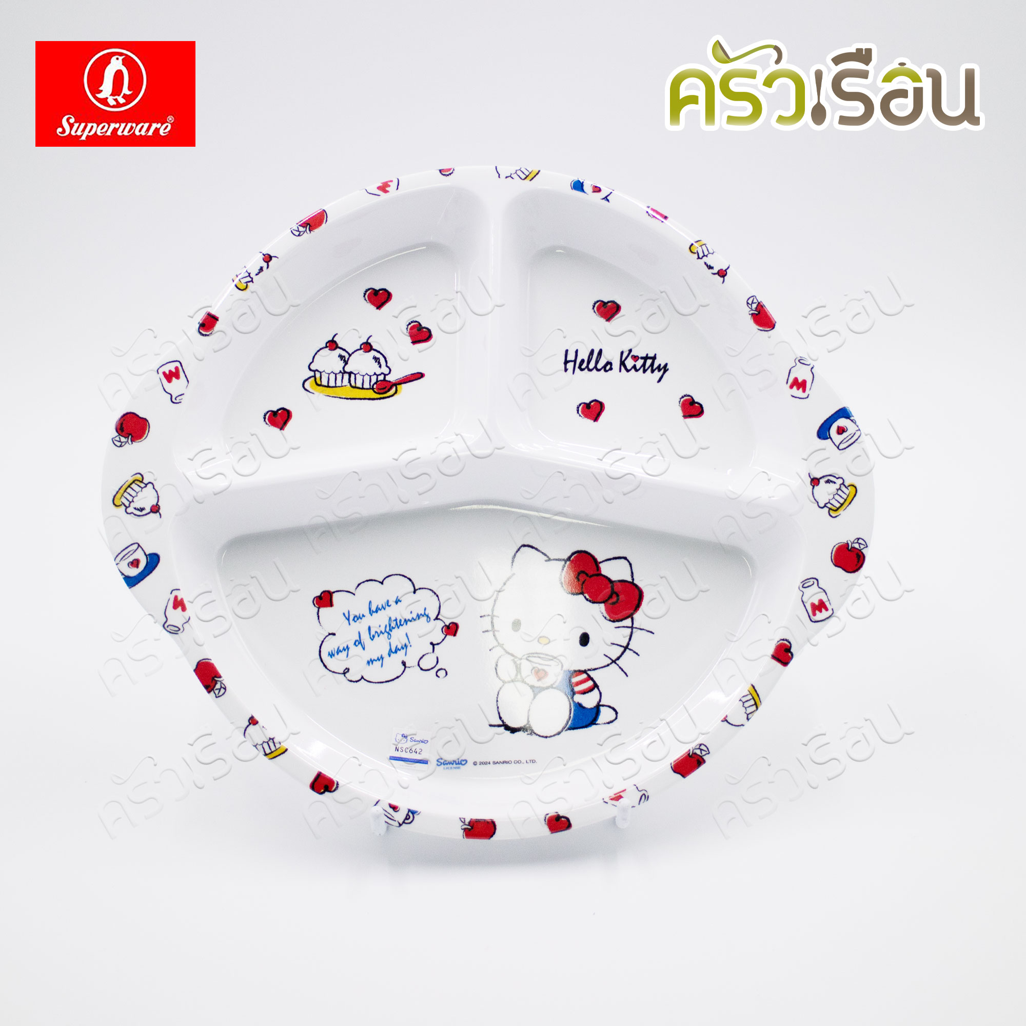 Superware ลาย คิตตี้ ฟรีบ็อกซ์ [ ราคาต่อชิ้น ] จาน หรือ ชาม หรือ ช้อนส้อม หรือ แก้วน้ำ เมลามีน Kitty Free Box