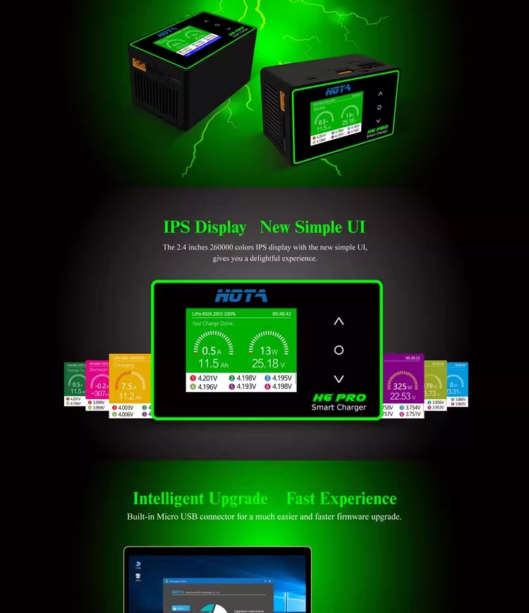Hota H6 Pro Duo AC 200W DC 700W เครื่องชาร์จแบตเตอรี่ BALANCE 26A 1-6S Lipo NiMH li-ion Ni-Cd discharger
