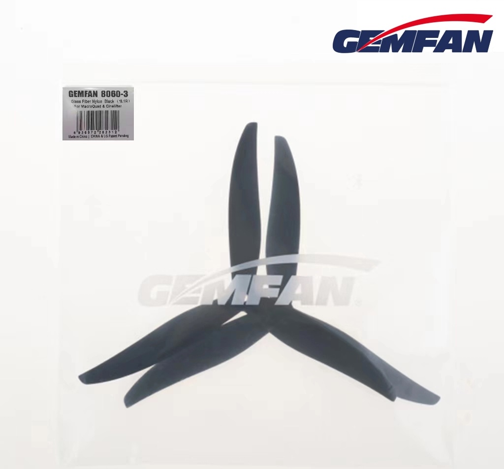 8-G6 Gemfan 8060-3 8" Glass Fiber Nylon Tri-Blade Cinelifter & Macro Quad Propellers (1CW+1CCW) โดรนซิ่ง Drone