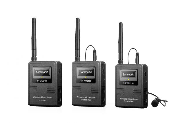 Saramonic SR-WM2100 ไมโครโฟนไร้สาย คลื่น 2.4 GHz (1ตัวรับ2ตัวส่ง)