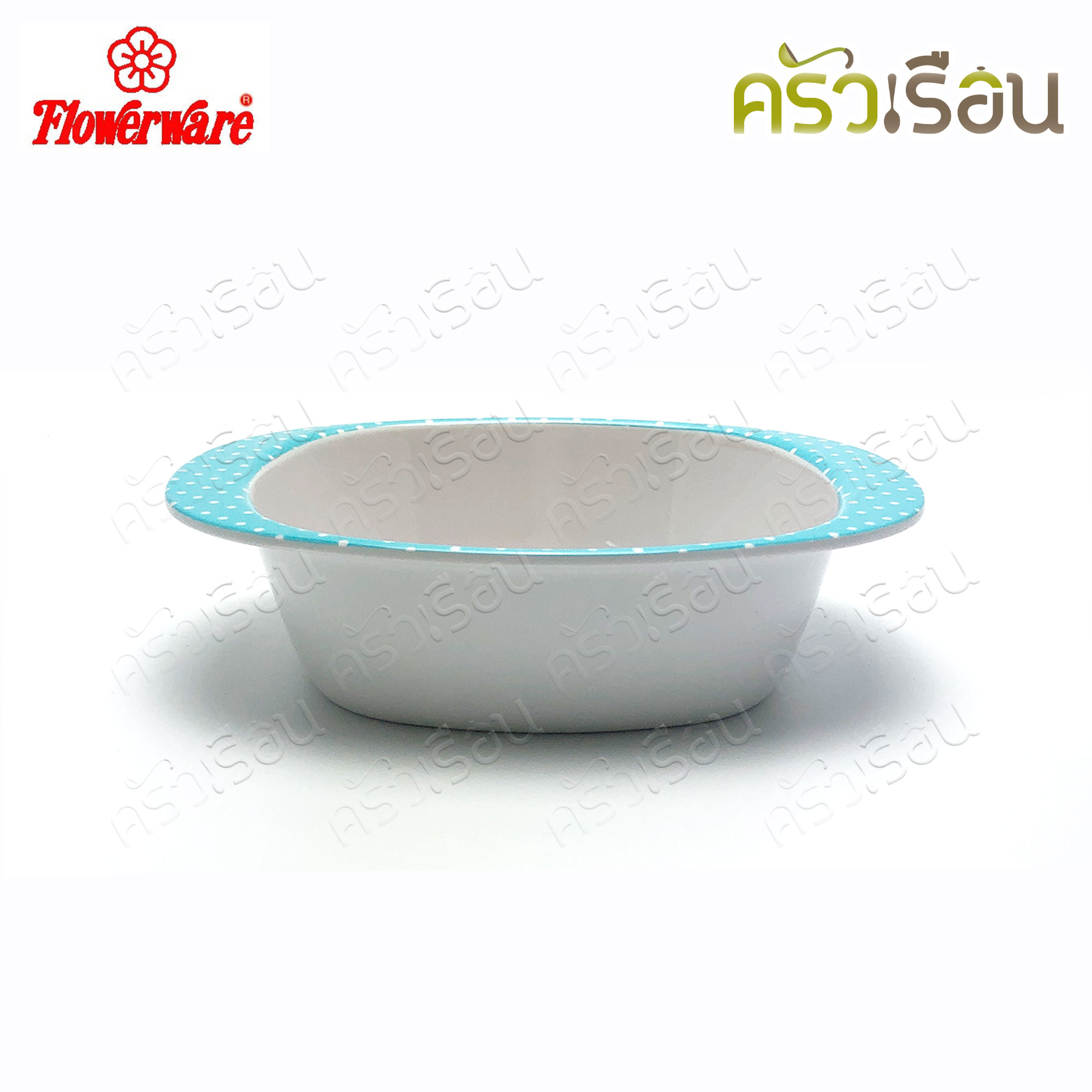Flowerware ลาย Pooh Blue Spot white หมีพูห์ พูห์ บลู สปอต ไวท์ [ ราคาต่อชิ้น ] ชาม หรือ แก้วน้ำ หรือ ถาดหลุม เมลามีน