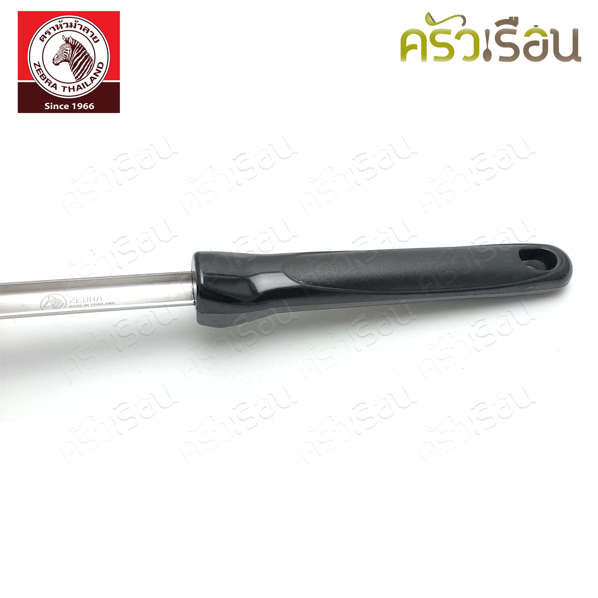 ZEBRA ตะหลิวโปร่ง ไนล่อน โฟกัส 9.8 x 37.5 ซม. ตราหัวม้าลาย 104111 ตะหลิว มีรู ใช้กับกระทะเทฟล่อน ตะหลิวเทฟล่อน ตะหลิวไนล่อน ตะหลิวตักของทอด