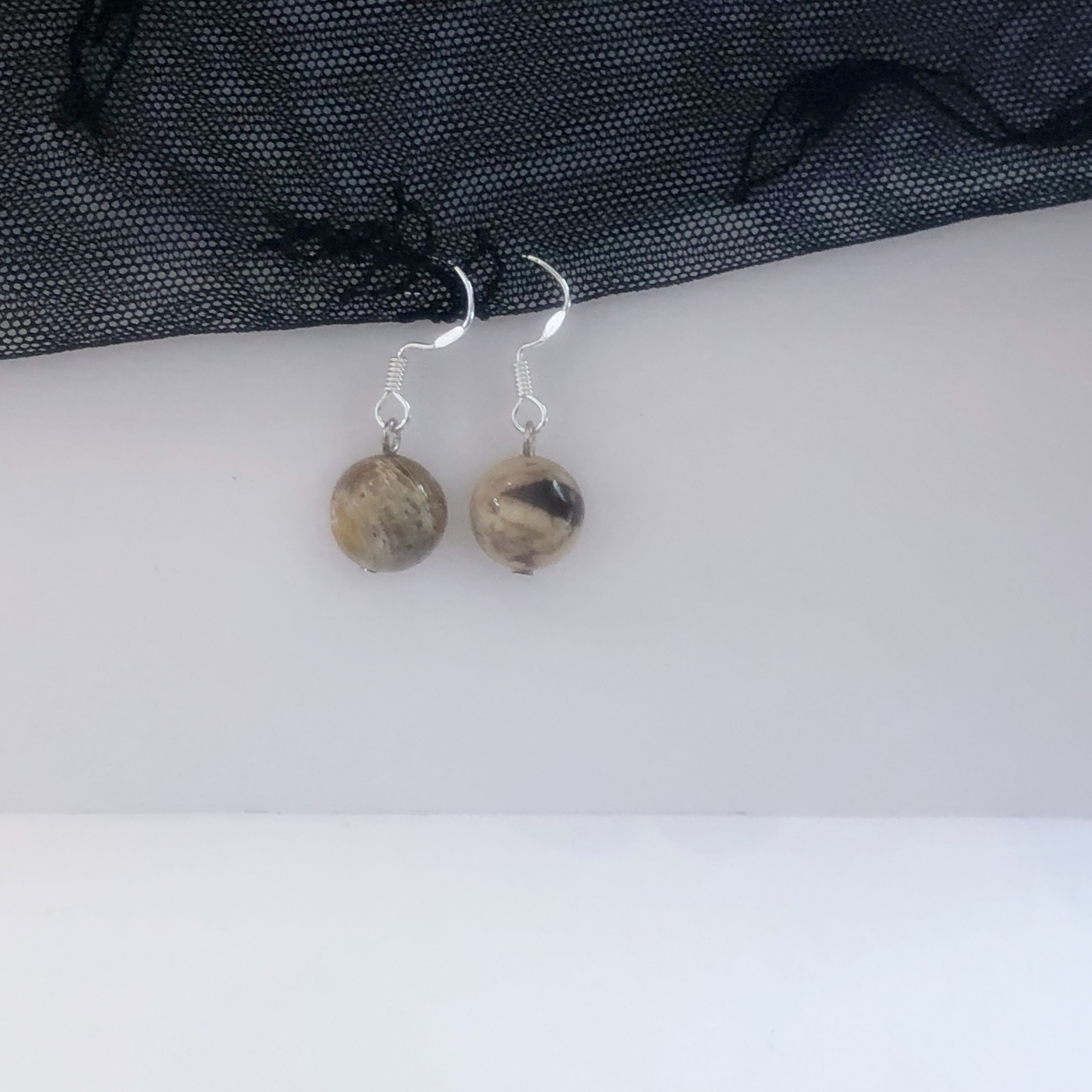 ต่างหูหินแท้ "Flow Silver" Australian Zebra Jasper Earring (ขจัดความเฉี่อยชา ปลุกไฟในตัวเอง)