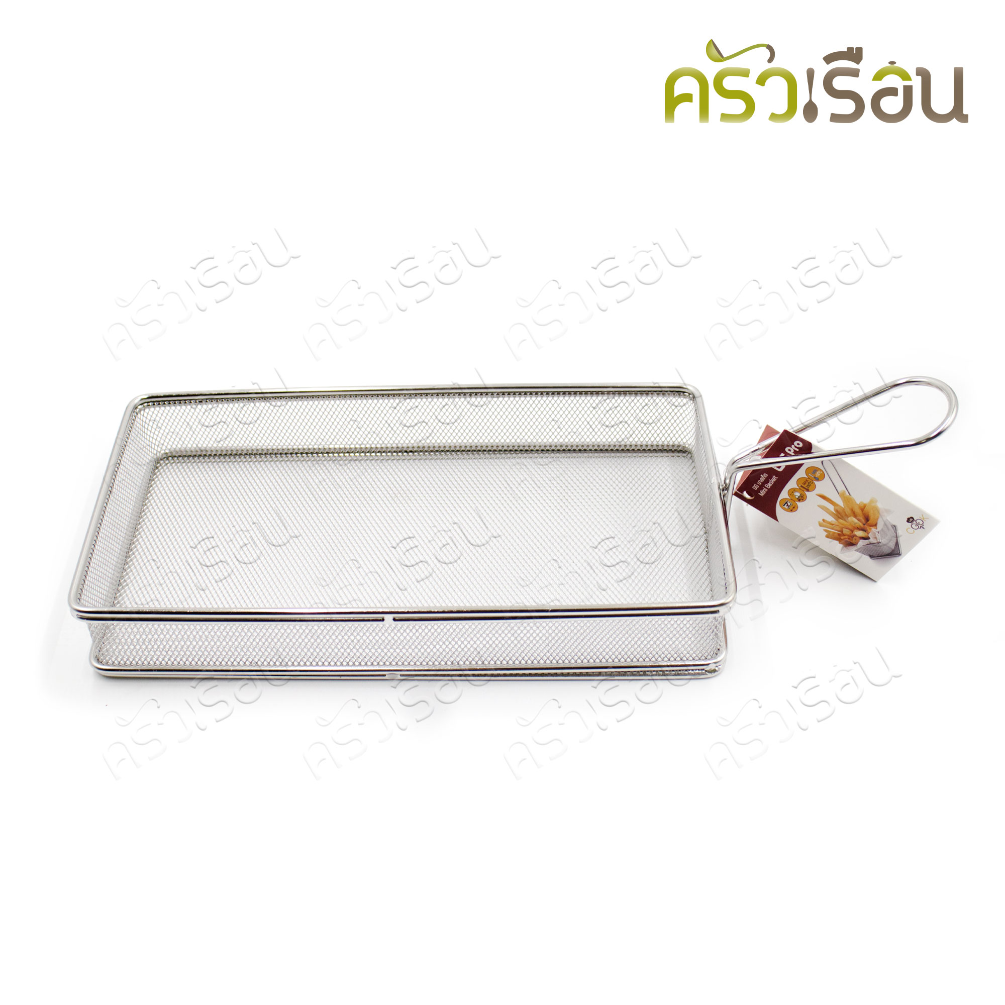 US ตะกร้าใส่ของทอด สี่เหลี่ยมผืนผ้า มีด้ามจับ 13 x 25 x 4 ซม. FF-898