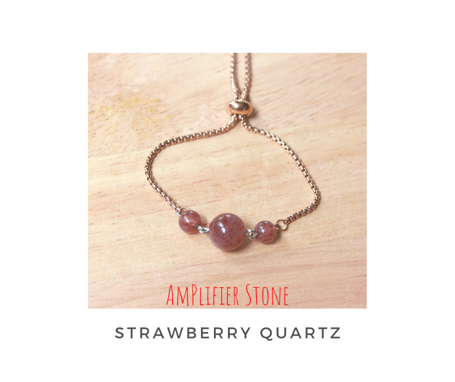 สร้อยข้อมือหินแท้ "Muse" Love Bracelet(Strawberry Quartz)สีRose Gold
