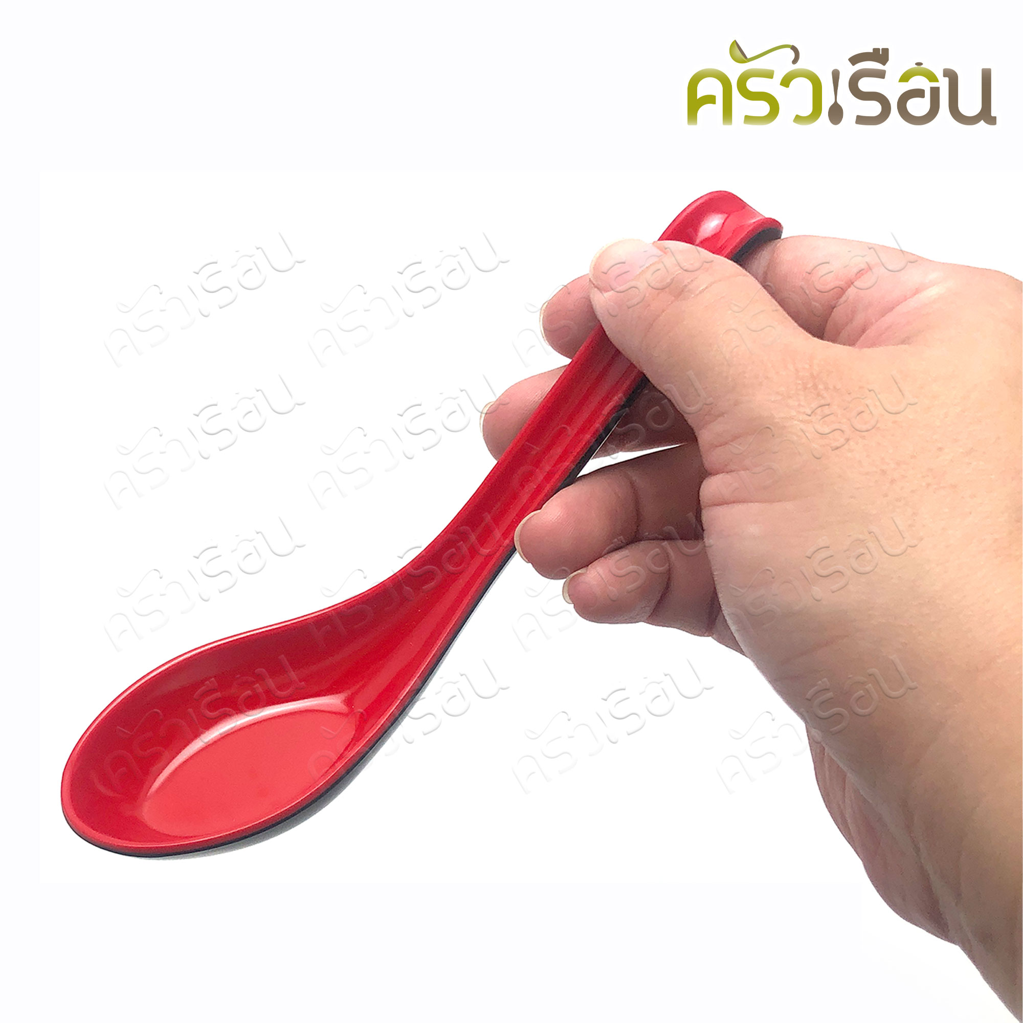 SB [ ราคาต่อชิ้น ] จาน ชาม ช้อนปลายงอ เมลามีน สีดำแดง