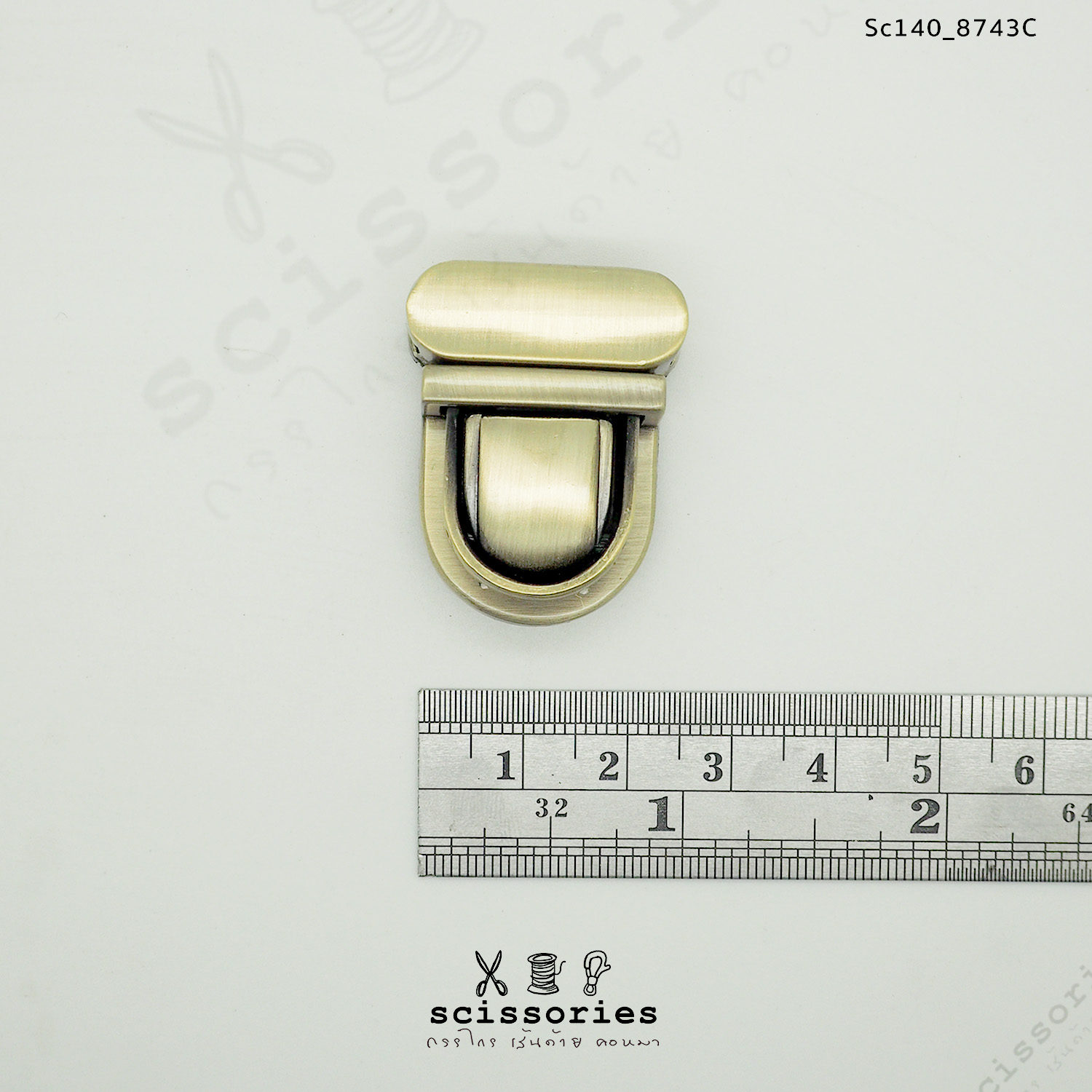 ตัวล็อคกระเป๋า 1ตัว สีเหลืองขัด brush gold