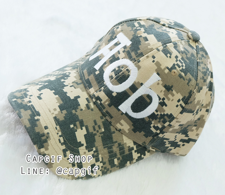 หมวกแก๊ปลายพราง ปักชื่อ