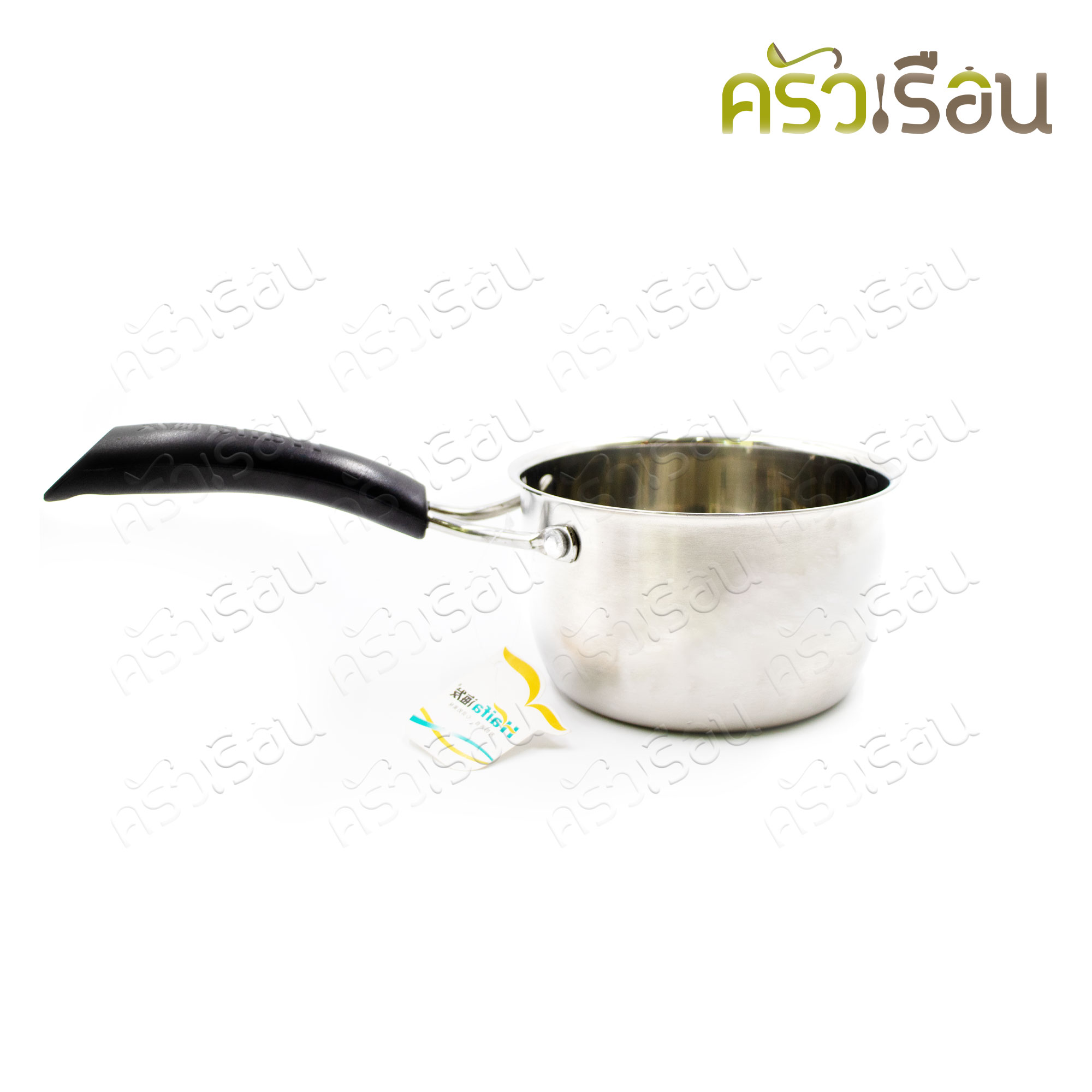 Haifa หม้อด้าม สเตนเลส 14 ซม. ฝาแก้ว ใช้กับเตาแม่เหล็กไฟฟ้าได้ Induction cooker friendly