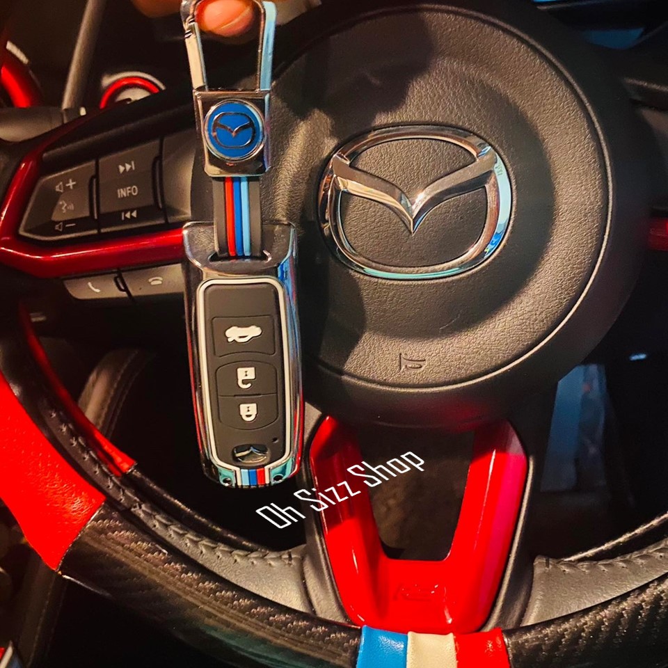 เคสโลหะรีโมทรถมาสด้า Mazda Full Package 2021 (Alloy Up Grade Luminescence 3D Silicone Push button Guard) Key Sets Mazda 2, 3, CX3, CX5, CX7, CX8, All new SkyActiv Smart Key 2 และ 3 ปุ่ม ใส่ได้