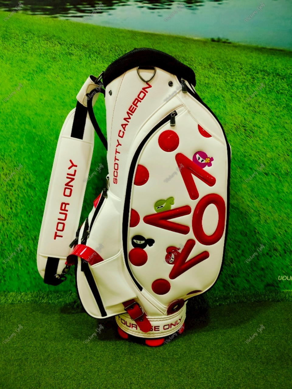 Golf Bag Scotty Cameron Tour ( PU Material ) 9.5” White-Red Color