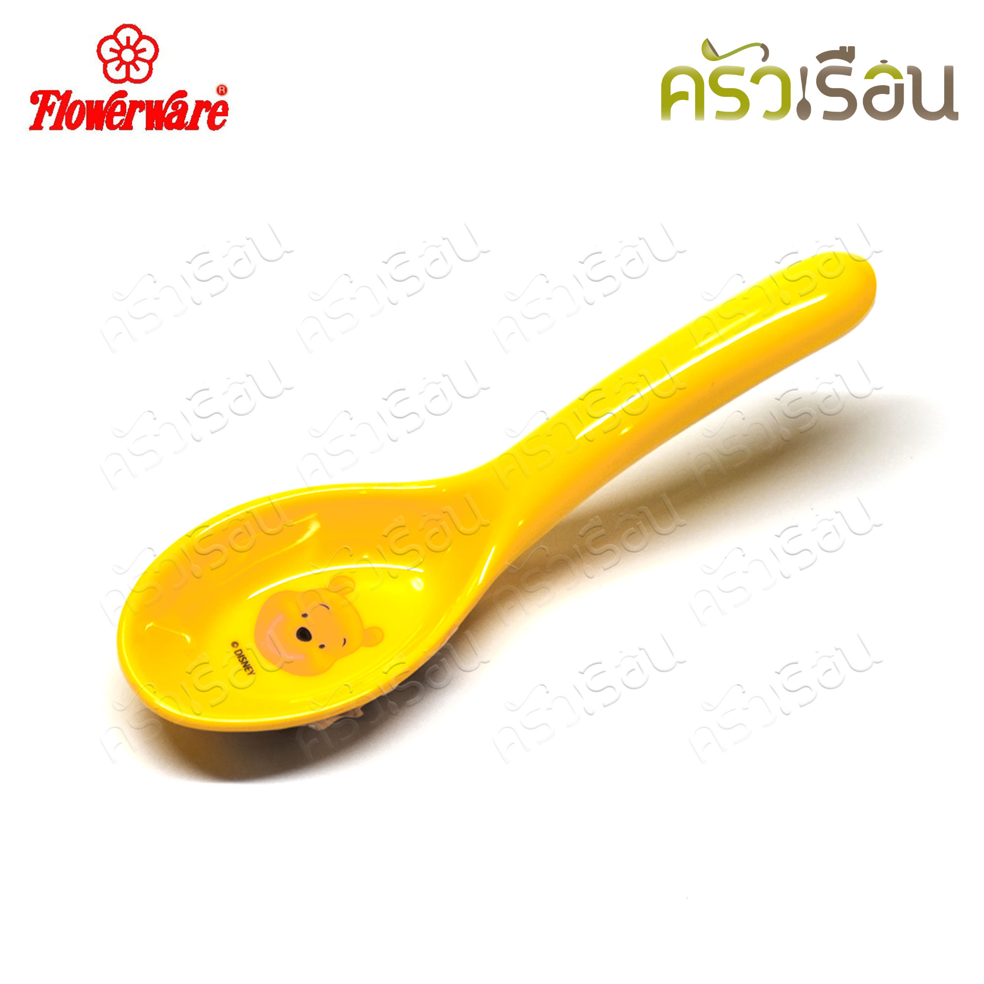 Flowerware ลายหน้าหมีพูห์ เมลามีน สีเหลือง [ ราคาต่อชิ้น ตามตัวเลือกสินค้า ] ชุดช้อนส้อม หรือ ช้อน