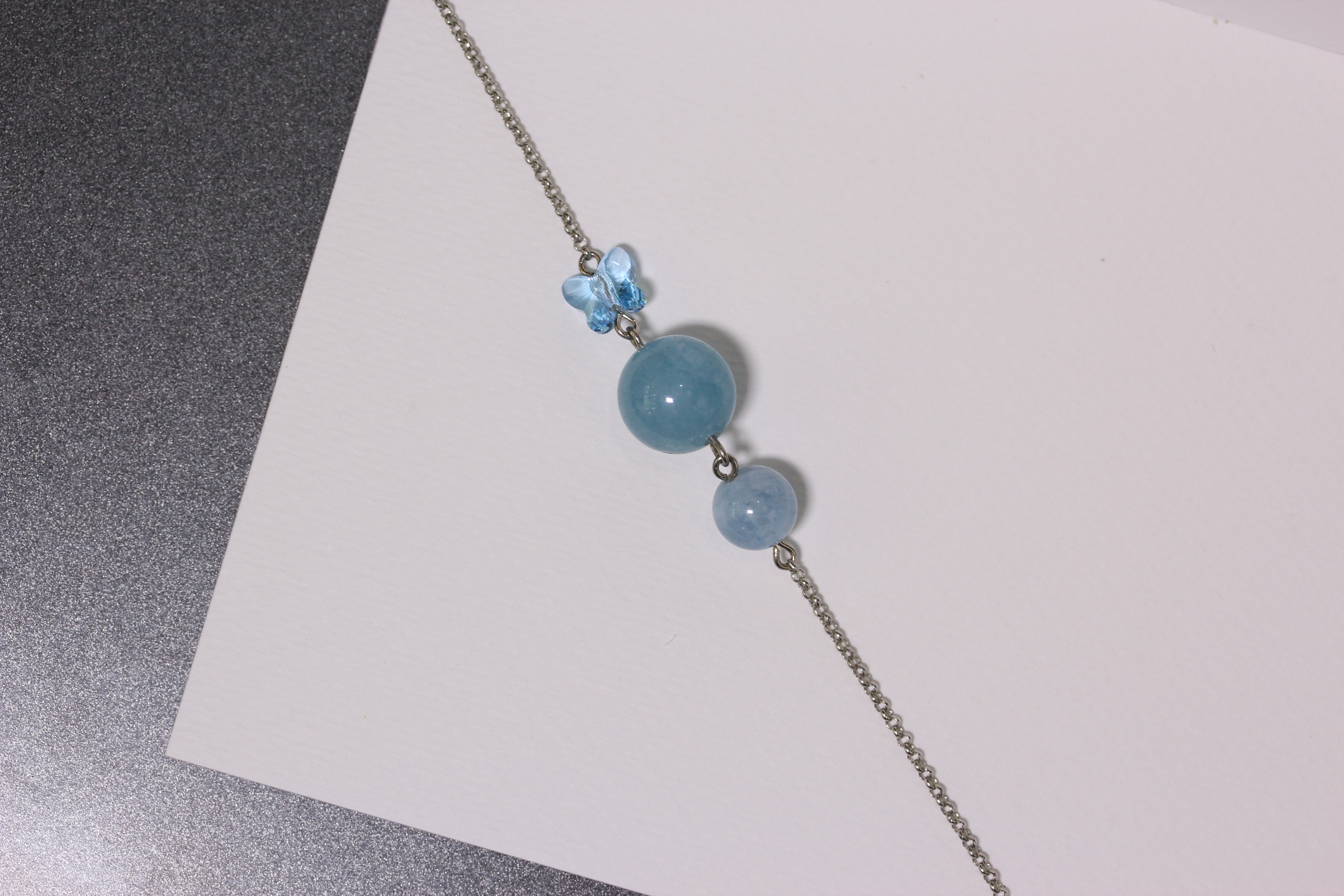 สร้อยข้อมือหินแท้ "Mini" Speak Up Bracelet (Aquamarine) เสริมการพูด ความอดทน ใจเย็น