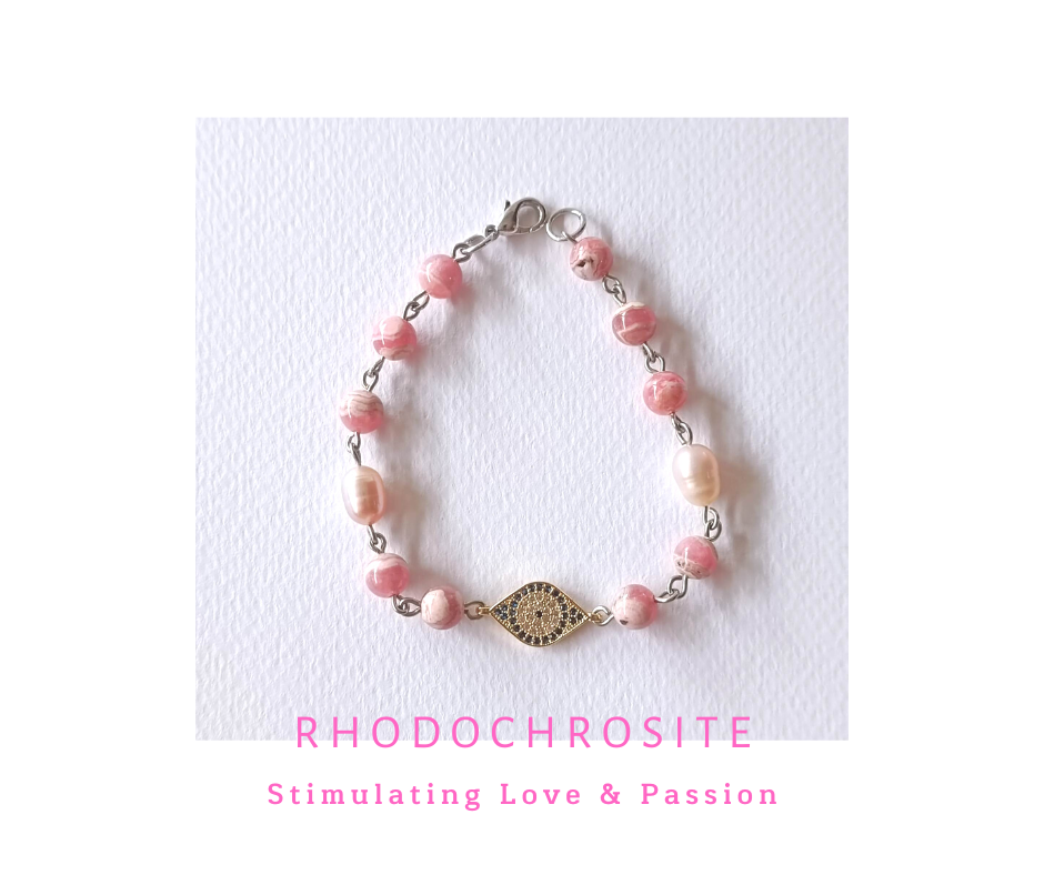 สร้อยข้อมือหินแท้ "The Light" Rhodochrosite + Pink Tourmaline Bracelet (เสริมความรักความสัมพันธ์)