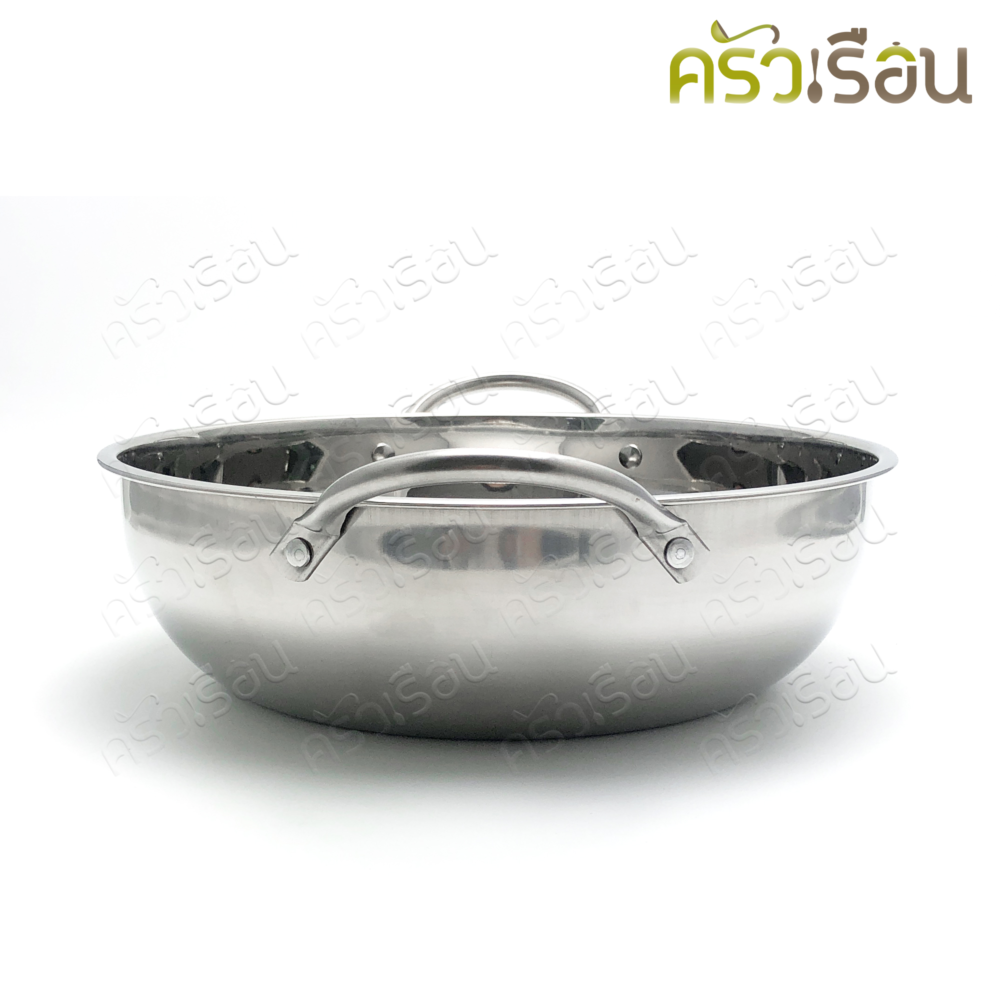 FOFO stainless steel sukiyaki pot / Shabu pot 28 cm. Glass lid, no partition.